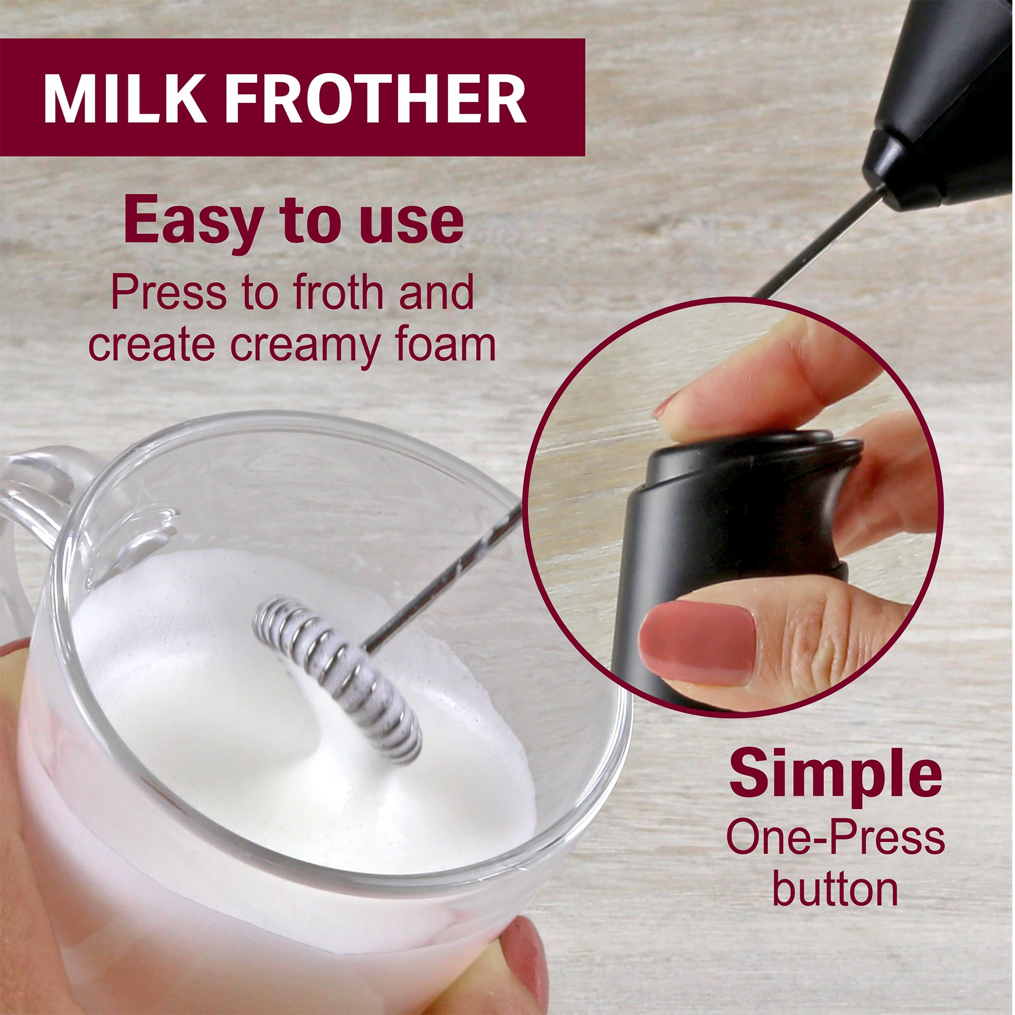 Kimm & Miller Costa Coffee Luxury Gift Set with Latte Glass & Battery-Powered Milk Frother 12