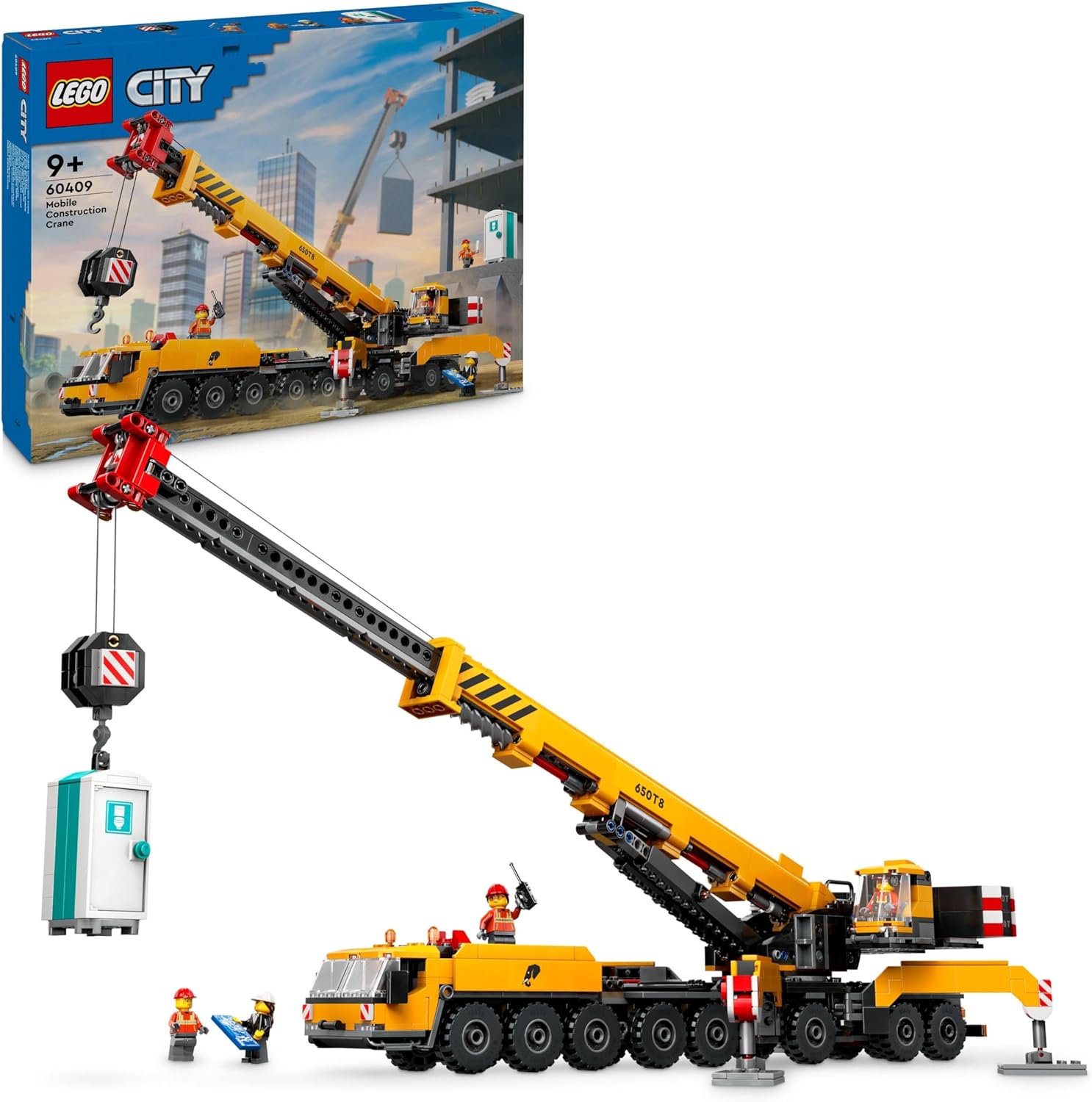 LEGO City Yellow Mobile Construction Crane Toy - Building Set for 9+