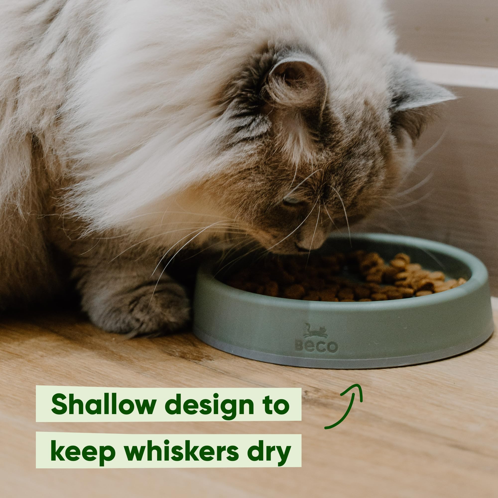 Beco Cat Bowl - Whisker-Friendly Steady Design | 94% Recycled Plastic | Pink 4