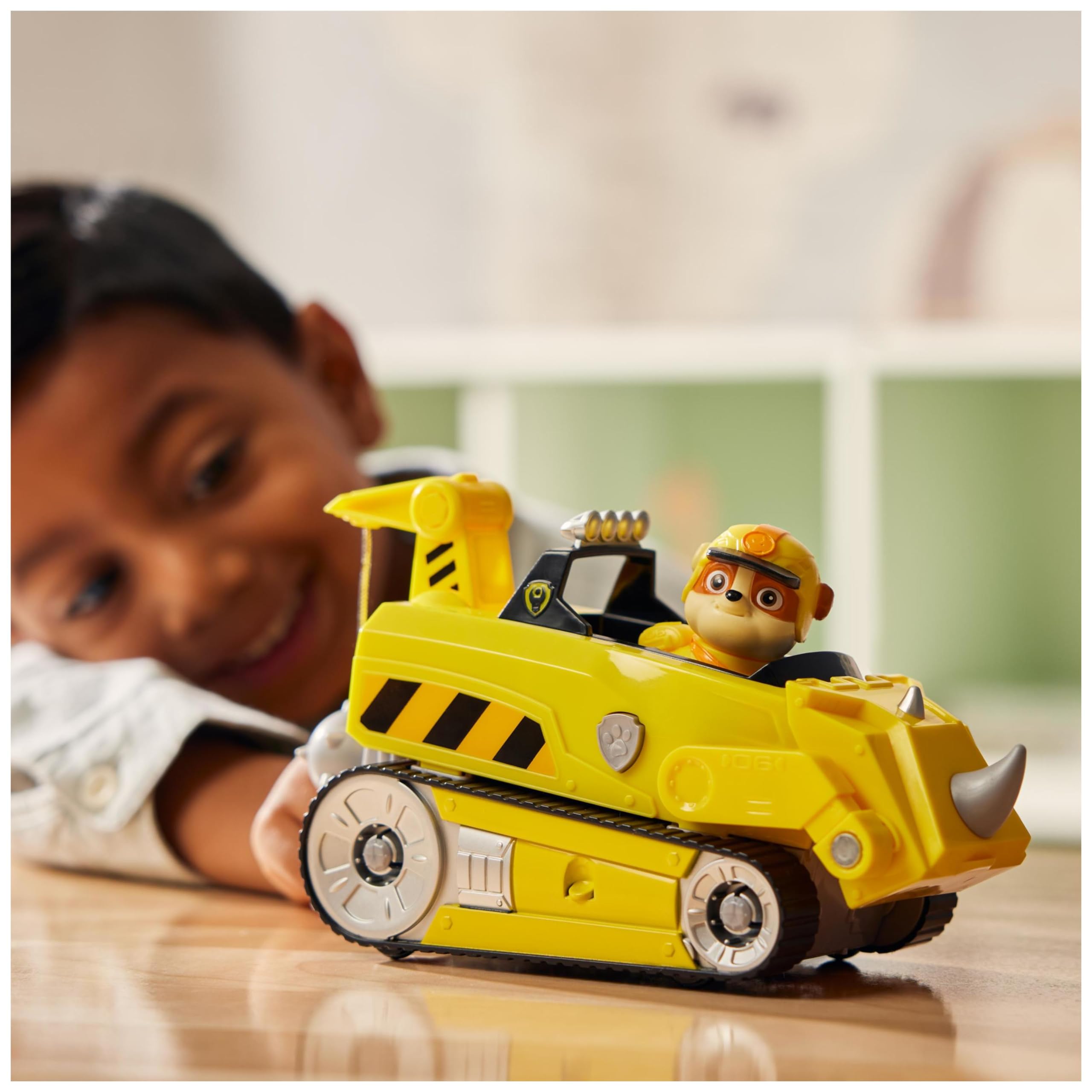 Paw Patrol Jungle Pups Rubble Rhino Vehicle with Action Figure - Transforming Toy Truck for Kids 3+ 2