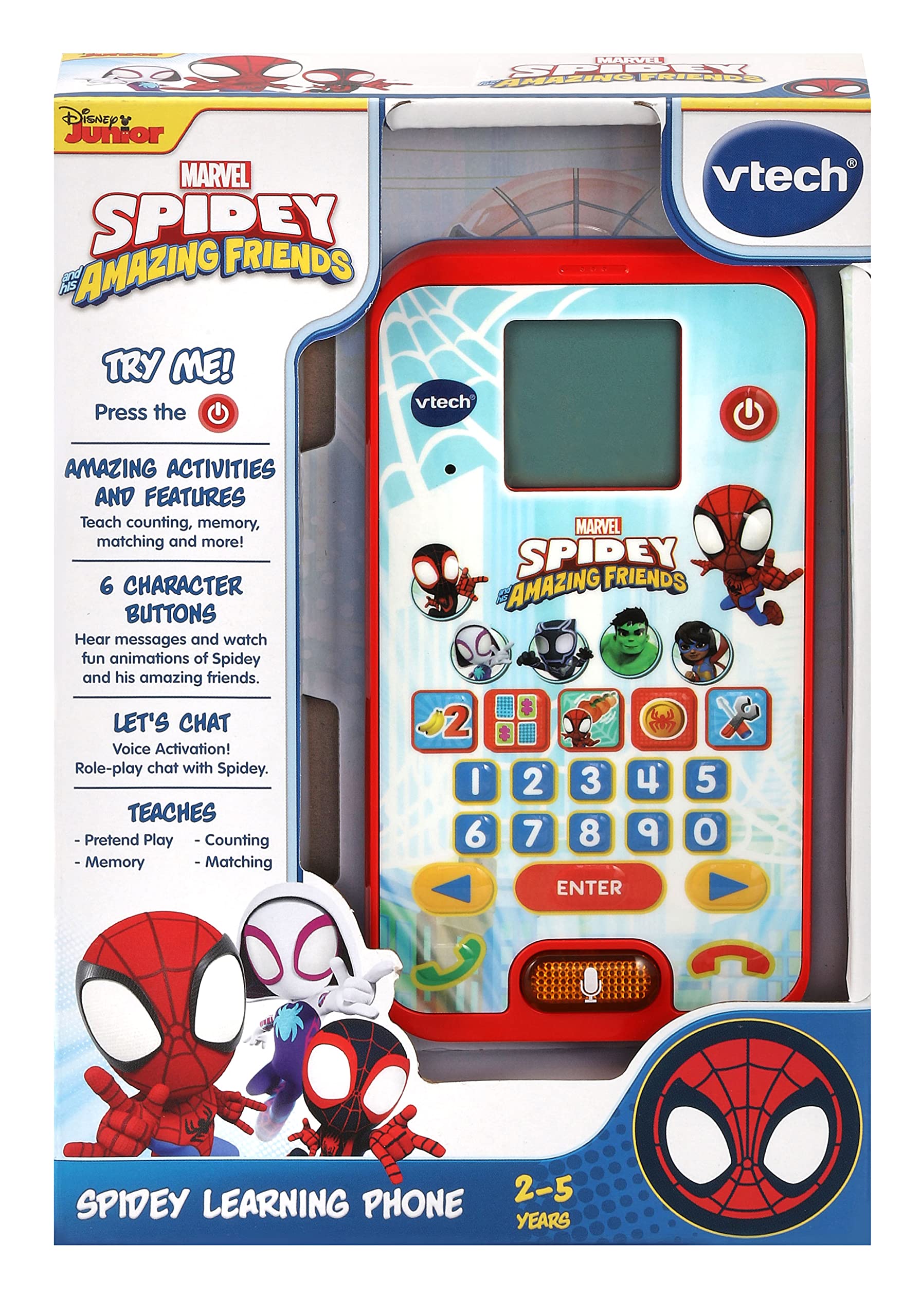 VTech Spidey and His Amazing Friends: Spidey Learning Phone - Interactive Educational Toy for Ages 2-5 5