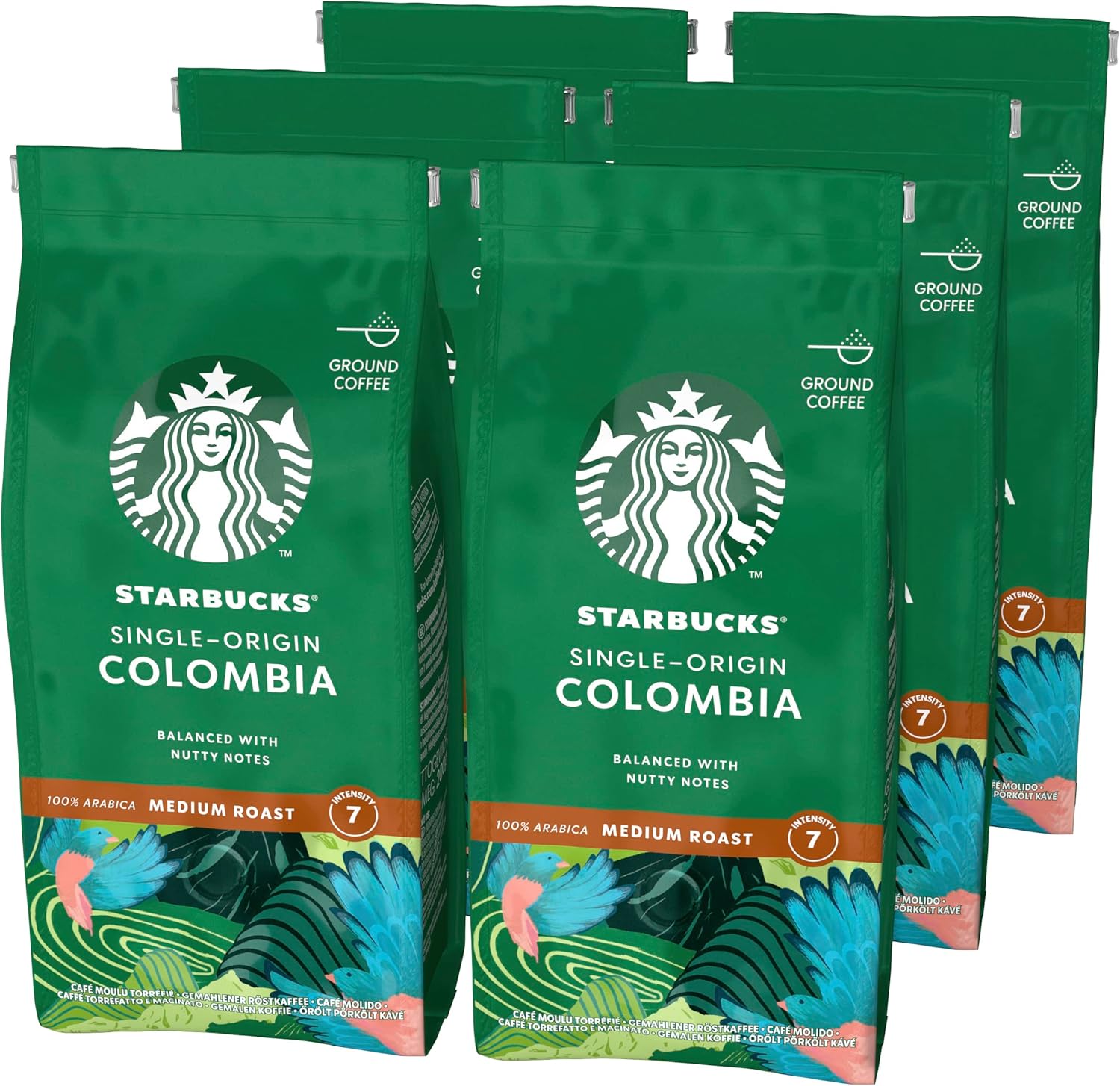 STARBUCKS Single-Origin Colombia Medium Roast Ground Coffee 200g (Pack of 6)