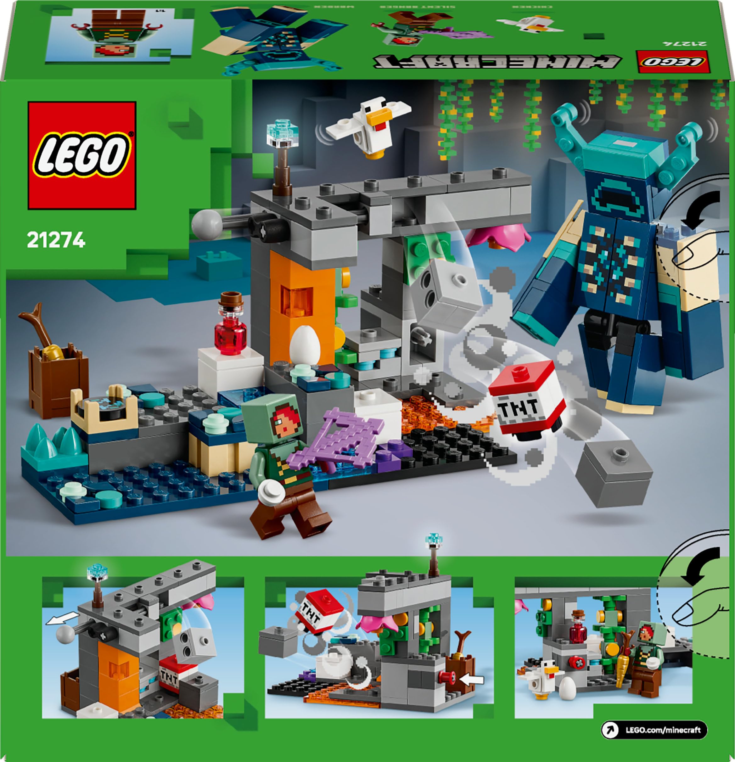 LEGO Minecraft The Warden Encounter 21274 – Baubare Warden-Figur mit Minifigur und üppigem Höhlenset 10