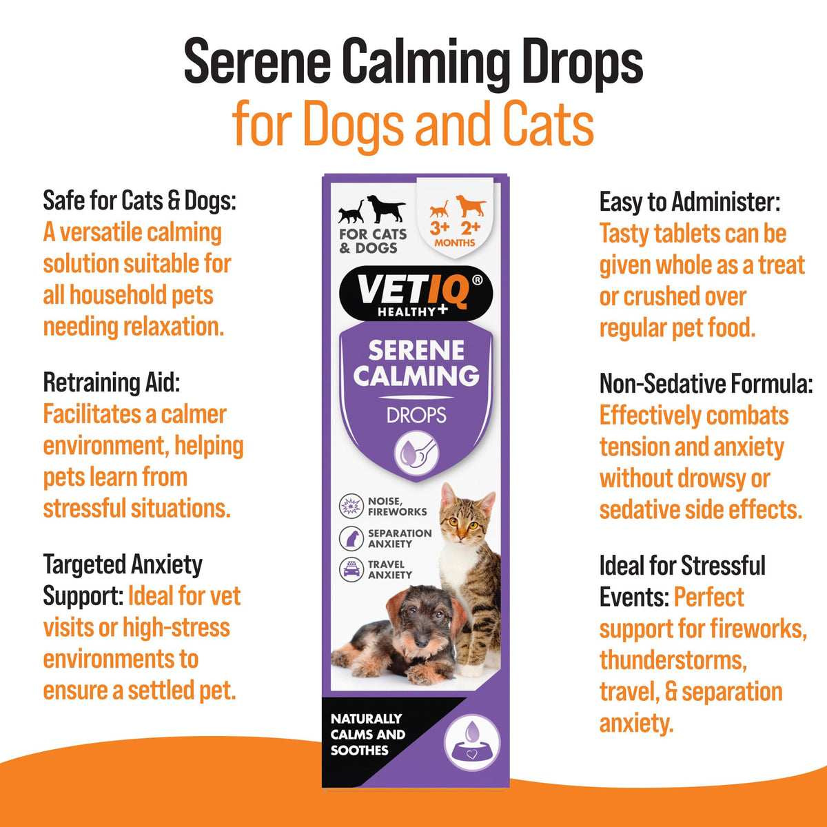 VETIQ Serene-UM Calming Drops - Calming Support for Small Dogs & Cats | 100ml