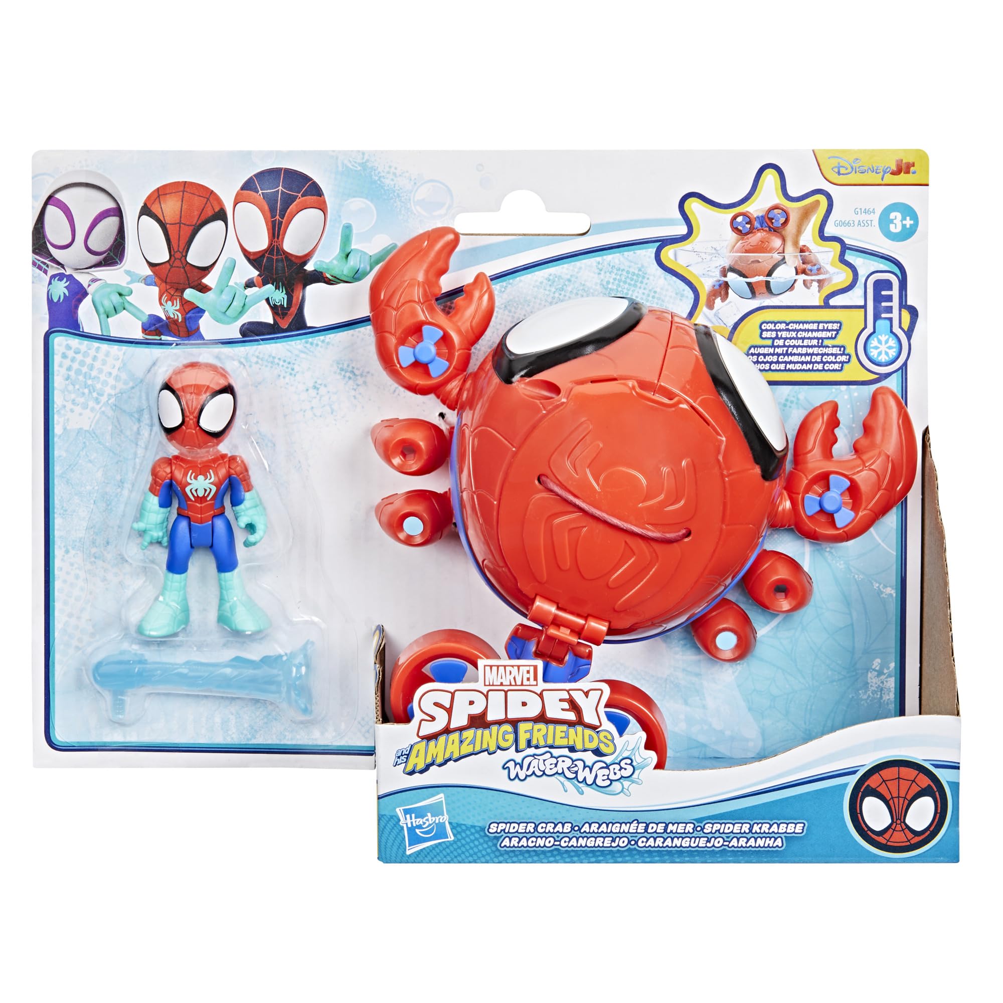 Spidey and His Amazing Friends Water-Webs Spider Crab Submarine Toy - Color-Change Eyes, 3-Inch Vehicle & Action Figure Playset 9