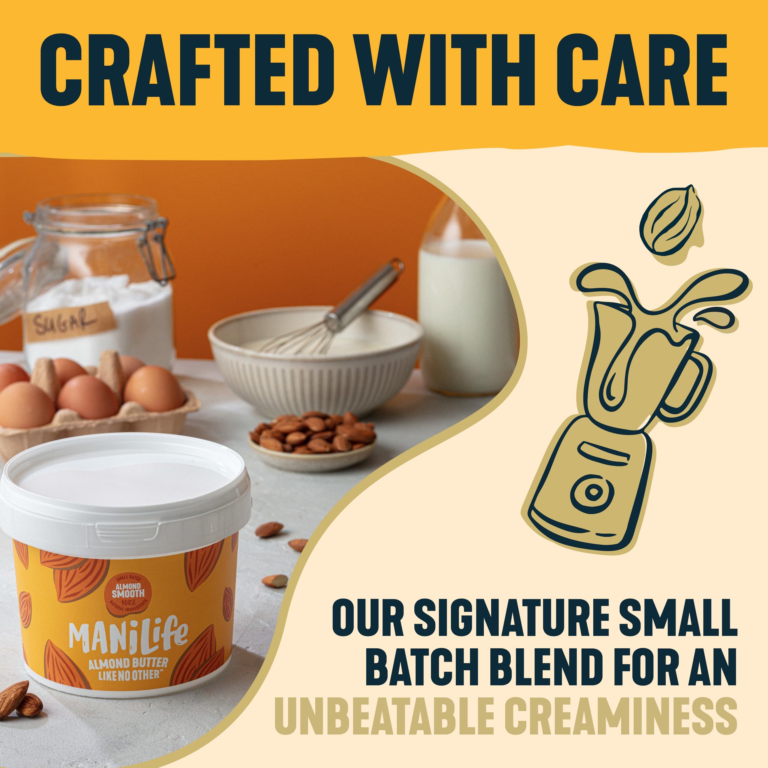 MANÍLIFE Cremige Mandelbutter, 1kg Glas - Veganer Nussaufstrich mit Meersalz 3