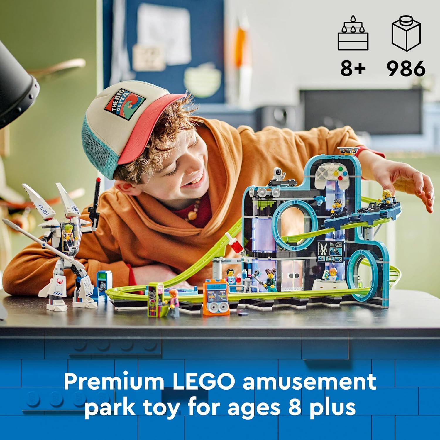 LEGO City Robot World Roller-Coaster Park Set 60421 - Building Toy with Mech, Arcade & Minifigures 4