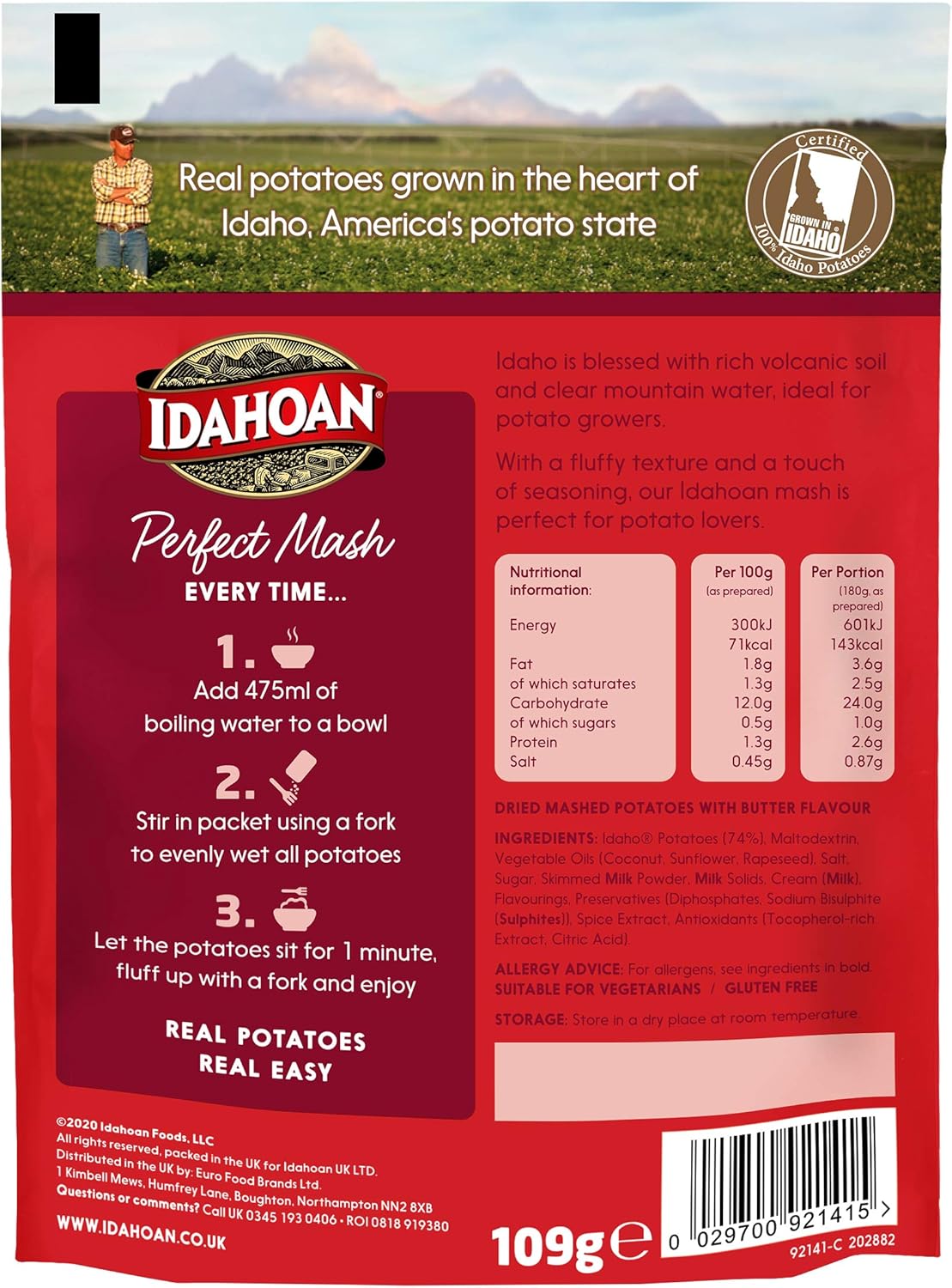 Idahoan Buttery Potato Mash - Instant Mashed Potatoes, Pack of 12 2