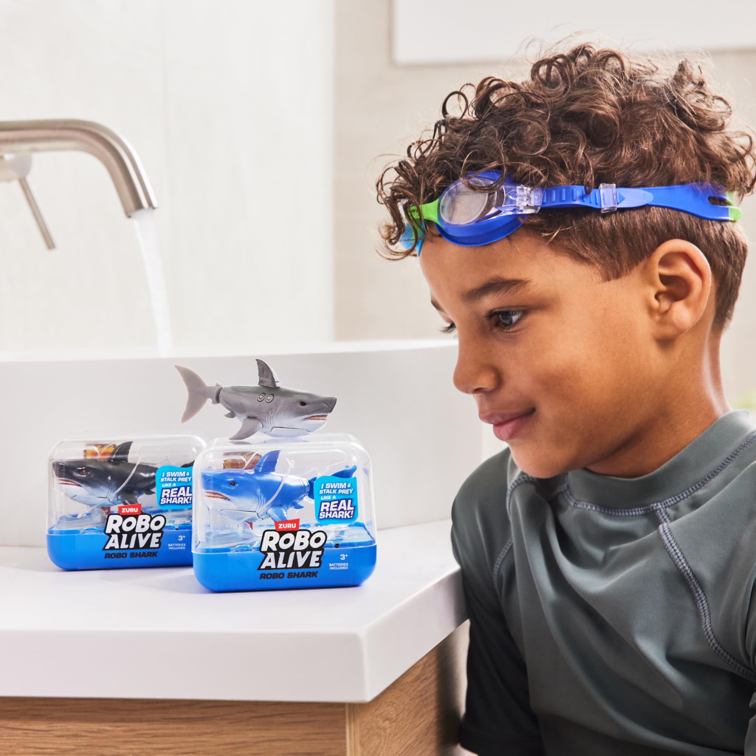 Robo Alive Robo Shark Water Activated Swimming Toy | 2 Pack | White | Ages 3+ 3