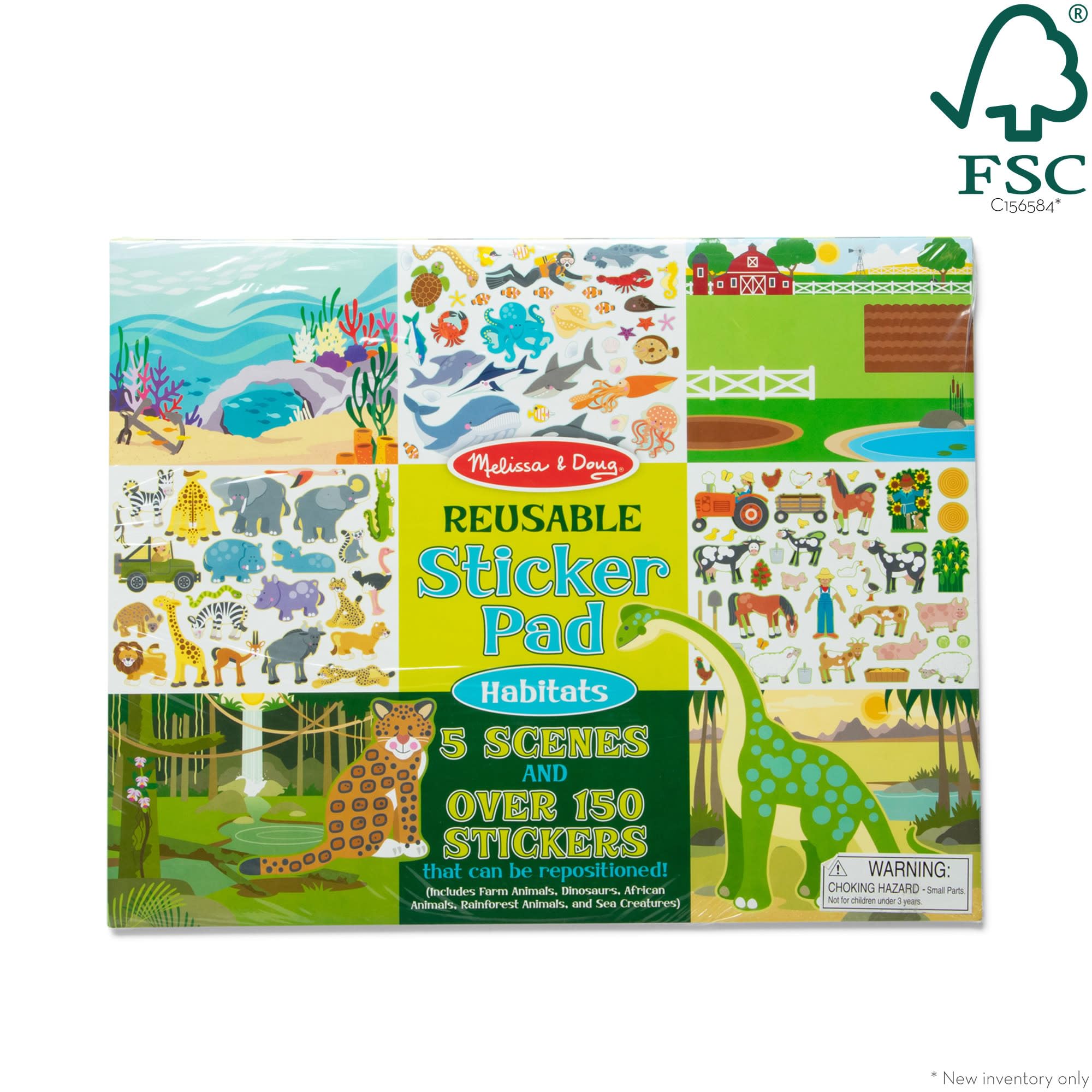 Melissa & Doug Habitats Reusable Sticker Pad - 150 Stickers & 5 Scenes - Educational Activity for Ages 3+ 9