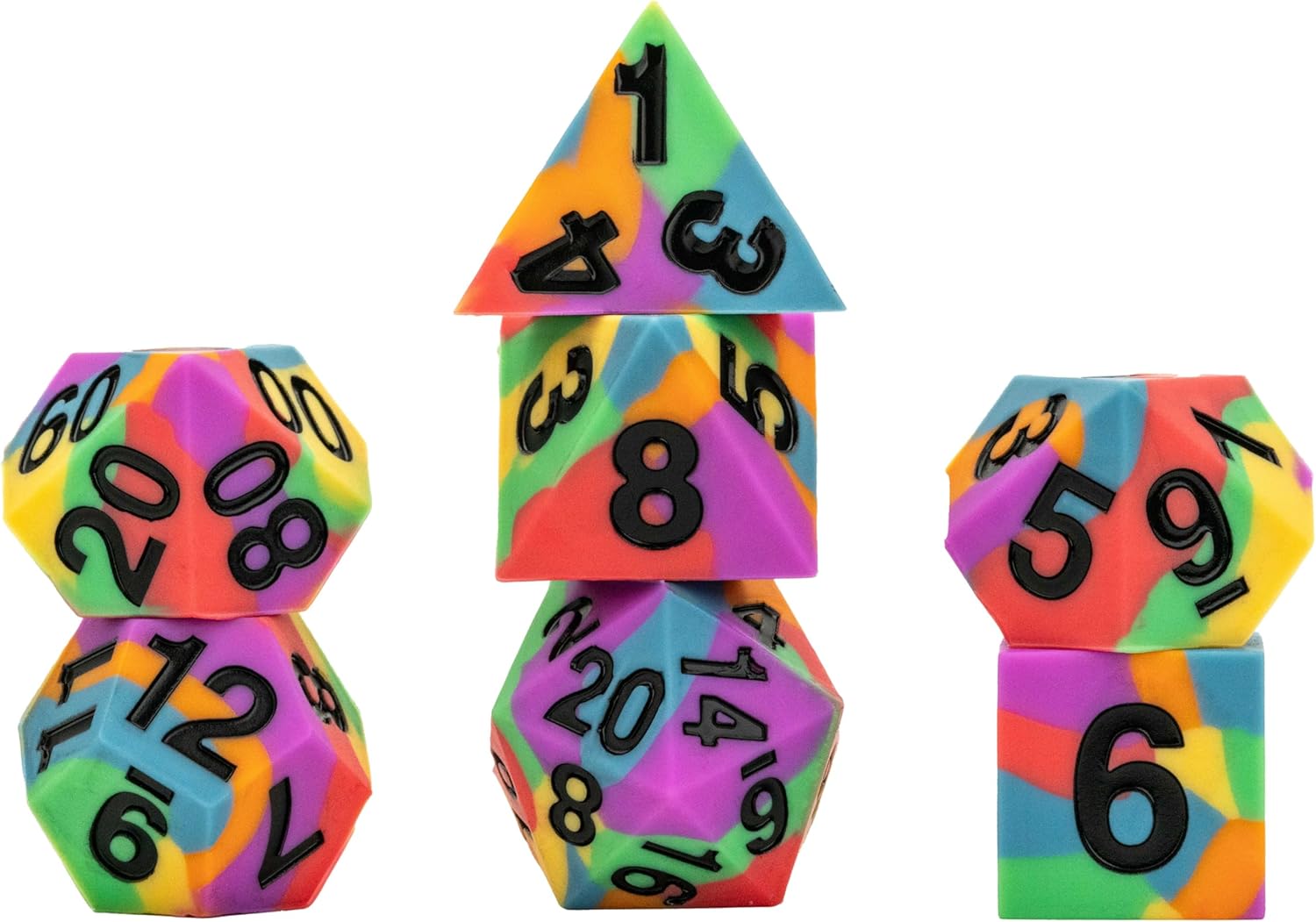 Metallic Dice Games FanRoll Pride Sharp Edge 16 mm Silikonkautschuk Polyeder Würfel Set