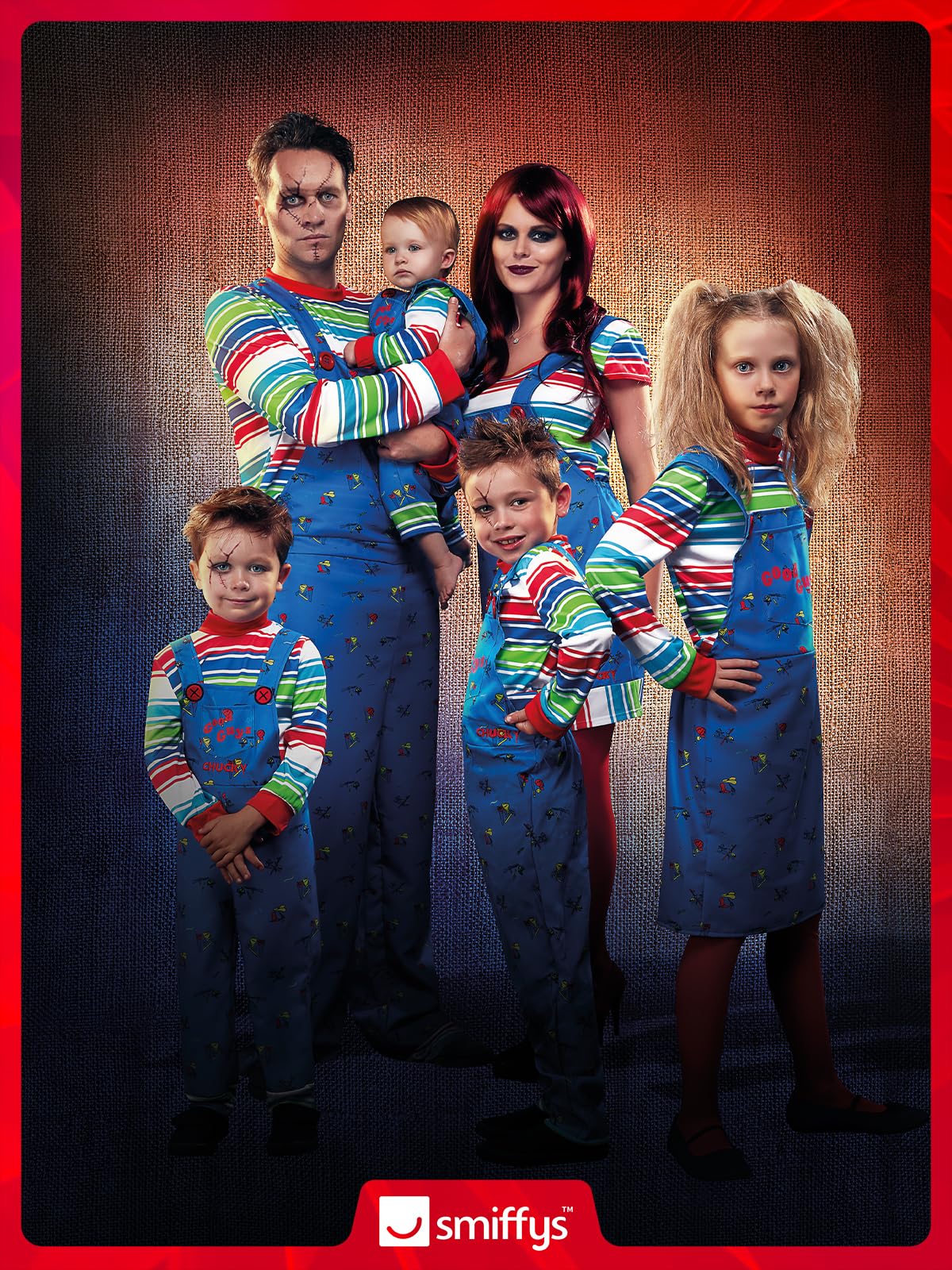 Smiffys Chucky Costume - Kids Blue Dungarees and Striped Top 7