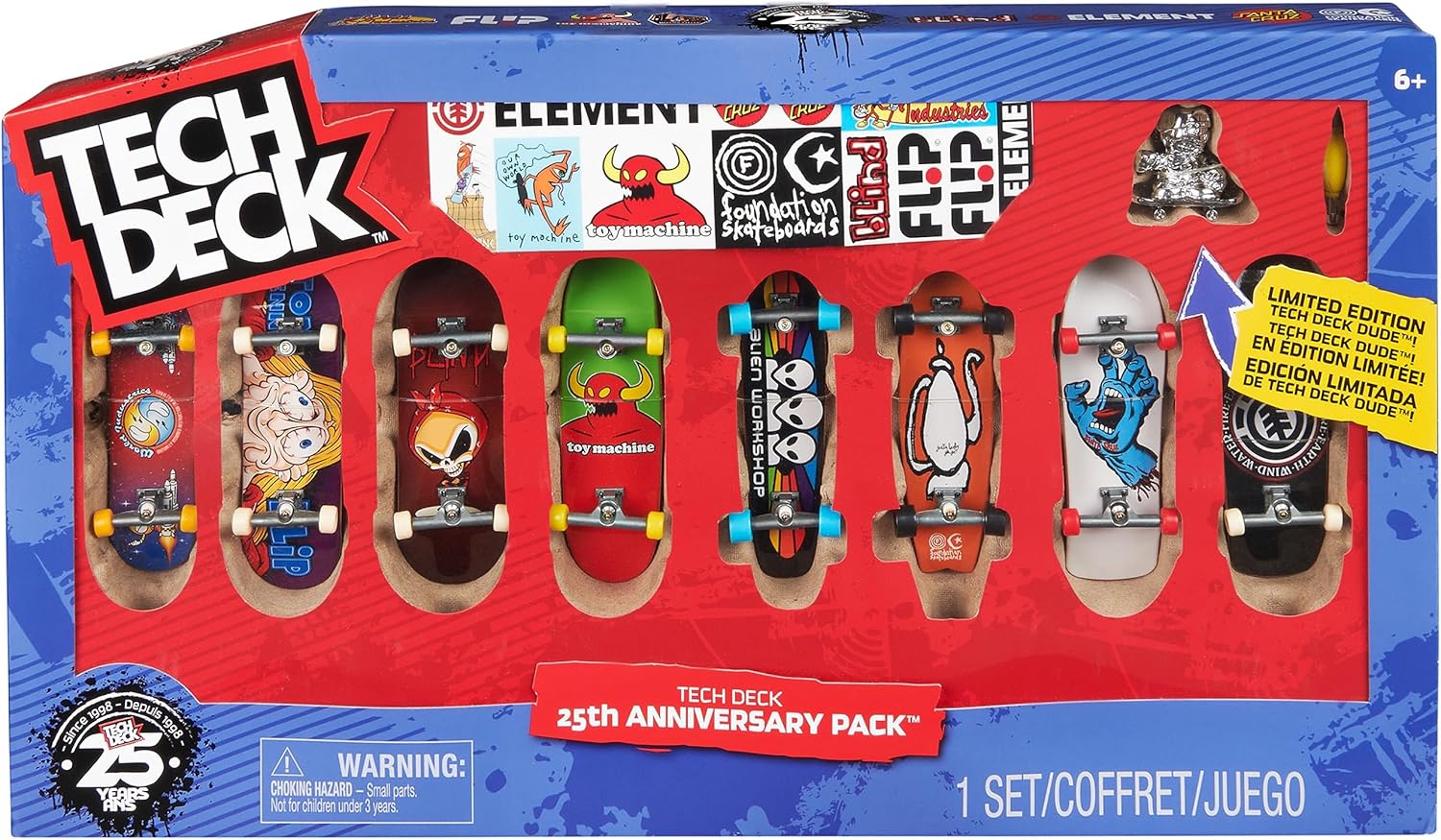 Tech Deck 25th Anniversary 8-Pack with Exclusive Silver Collector's Edition Figure