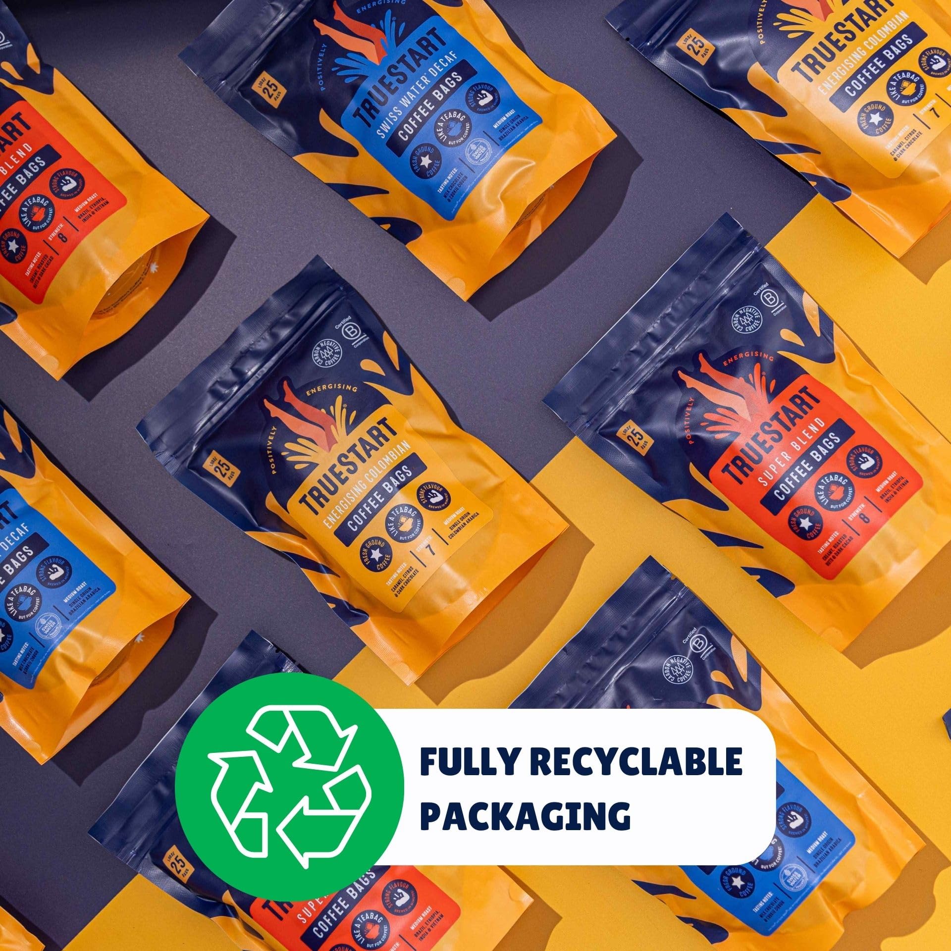 TrueStart Kaffeebeutel, Super Blend Strong – 25 lose Beutel, Mykotoxinfrei, Reich an Antioxidantien, Glutenfrei, Einzeln verpackter und wiederverschließbarer Beutel 3