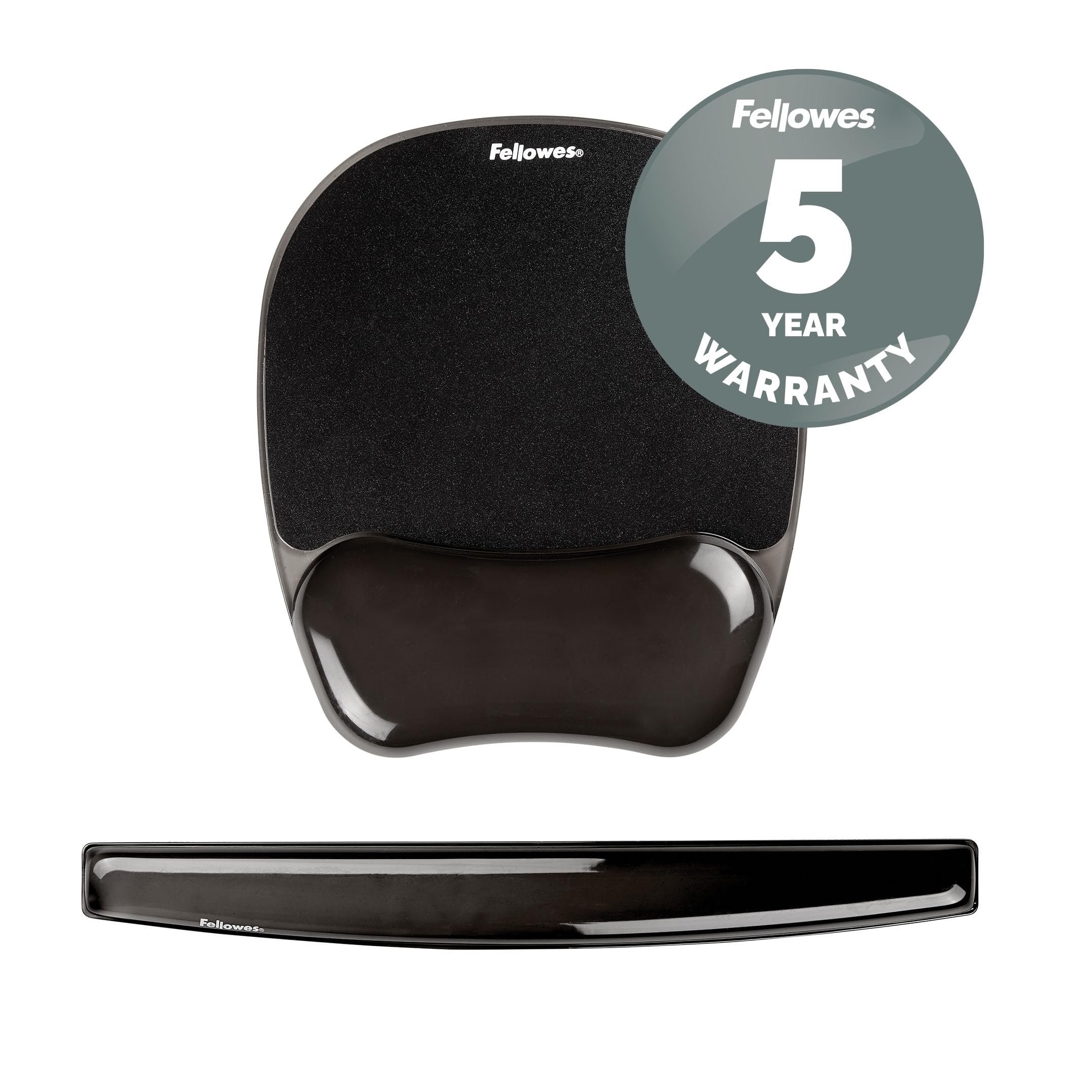 Fellowes Crystals Gel Mouse Mat Wrist Support - Ergonomic Comfort | Stain Resistant | Black 6