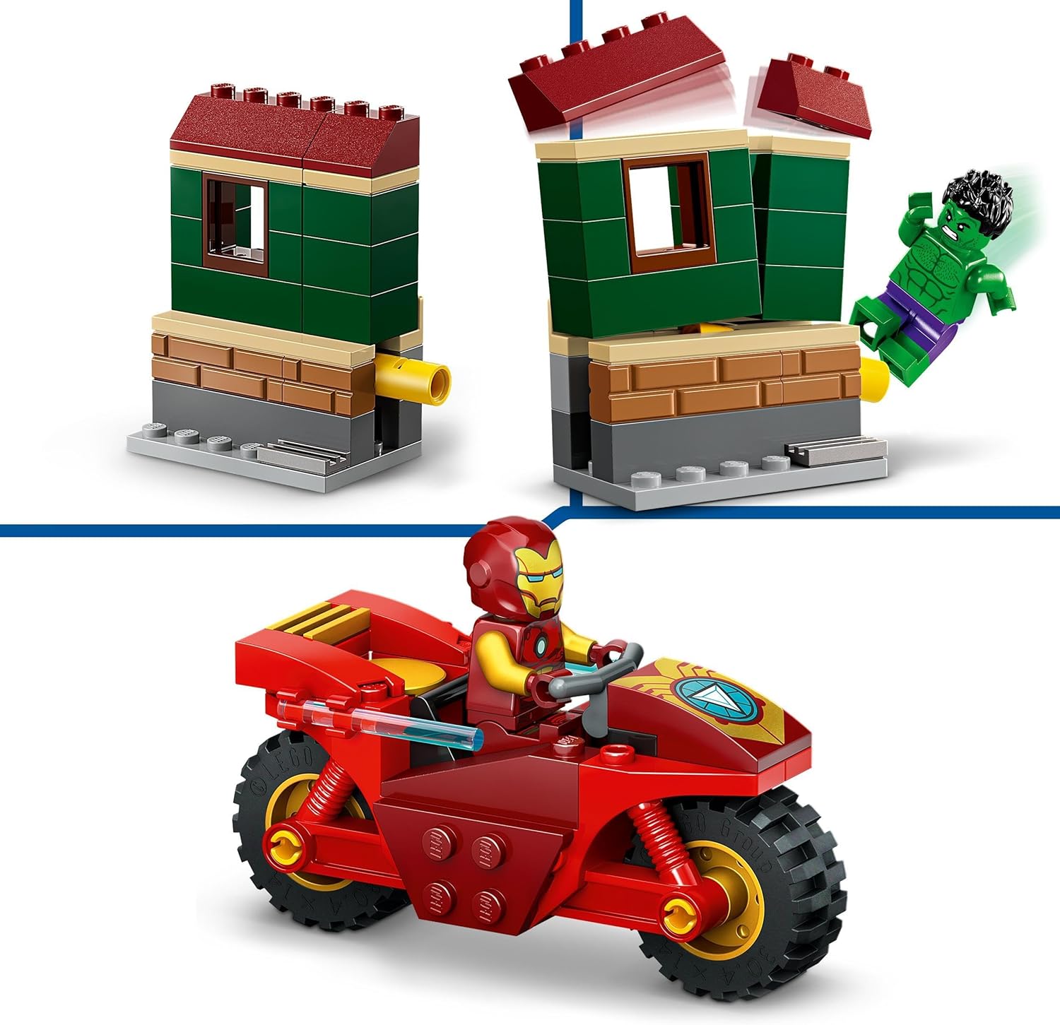 LEGO Marvel Iron Man with Bike and The Hulk - Super Hero Building Toy for Kids 4+ 3