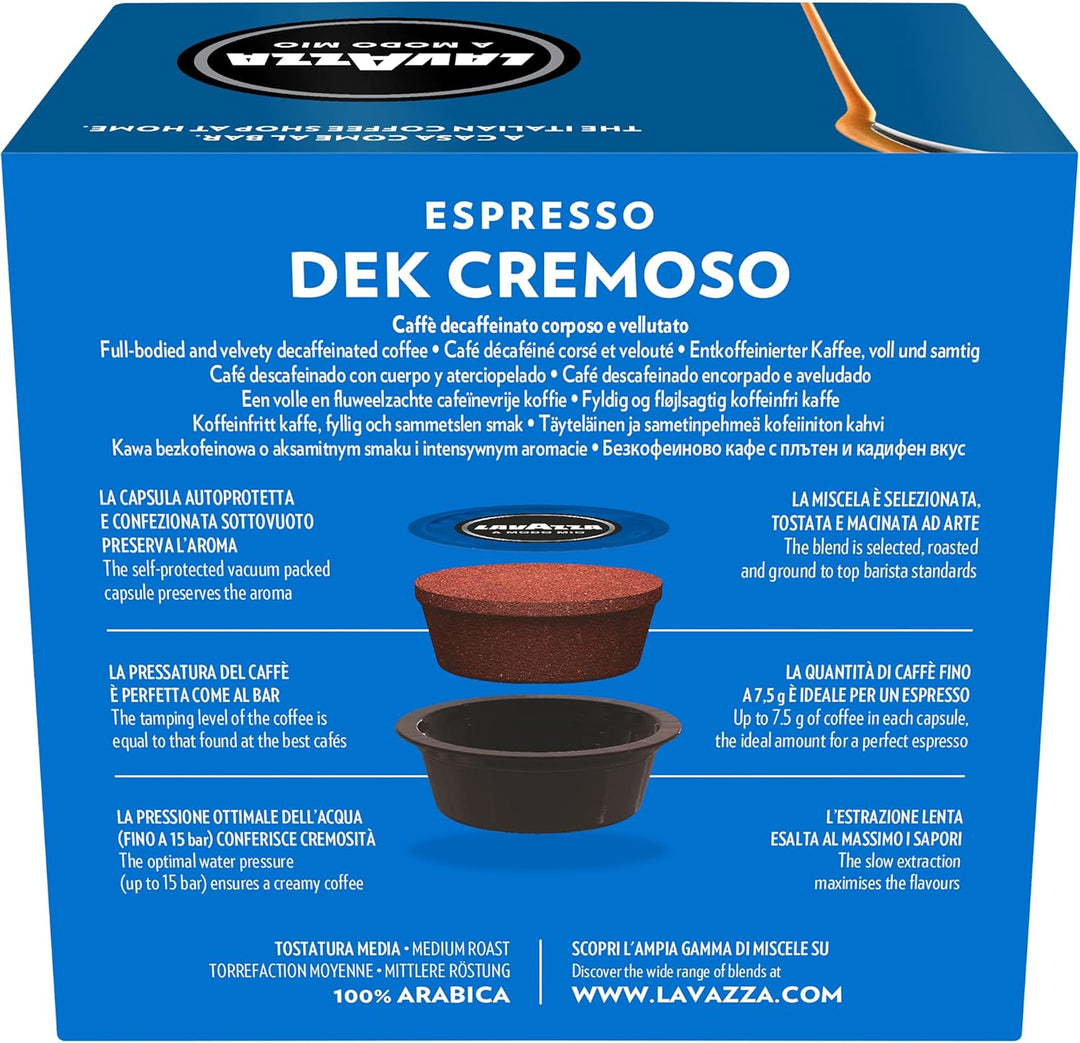 Lavazza - A Modo Mio Dek Cremoso Decaffeinated Coffee Capsules, 16-Count, 120 g