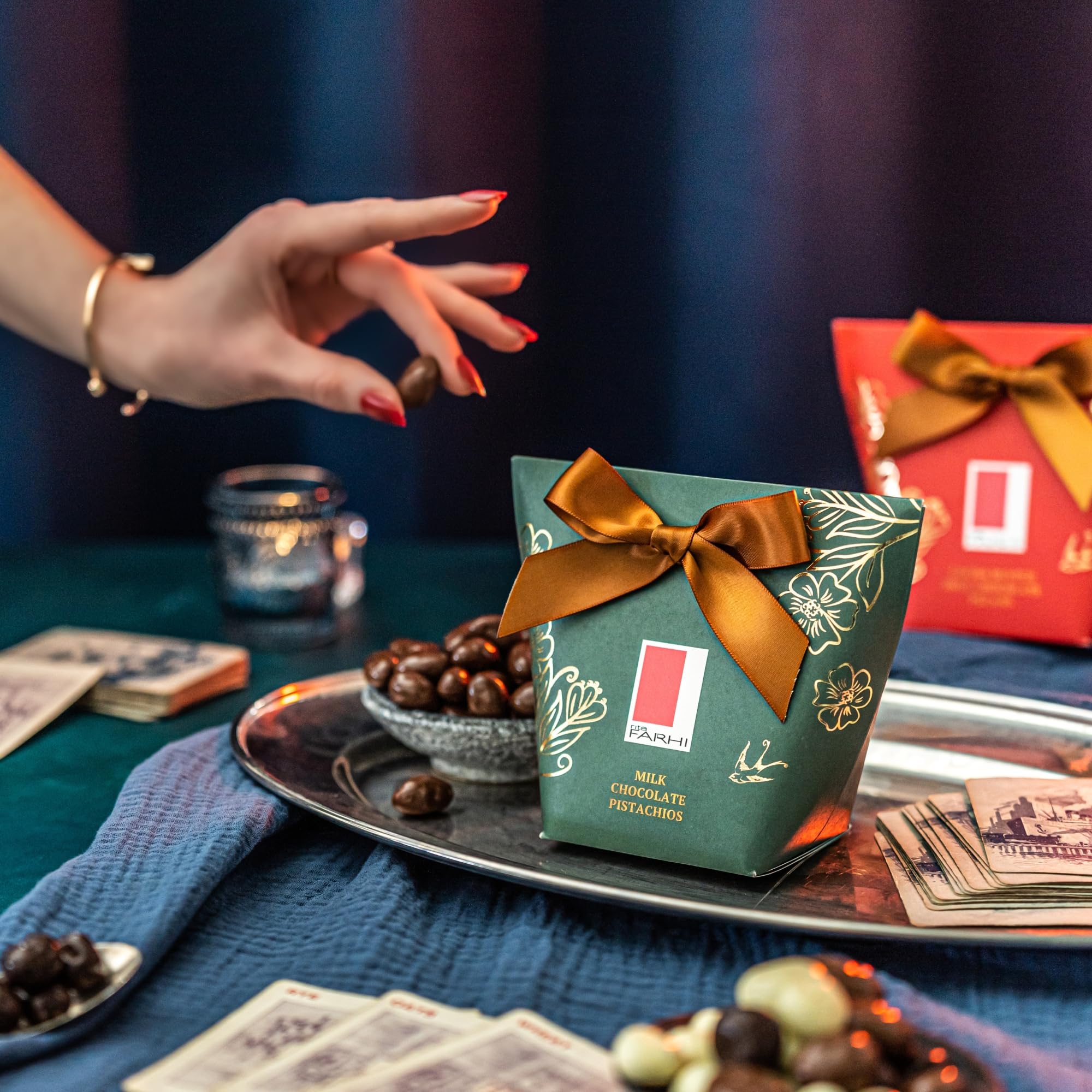 Rita Farhi Milk Chocolate Pistachios Gift Box | 130g | Handcrafted in Britain 3