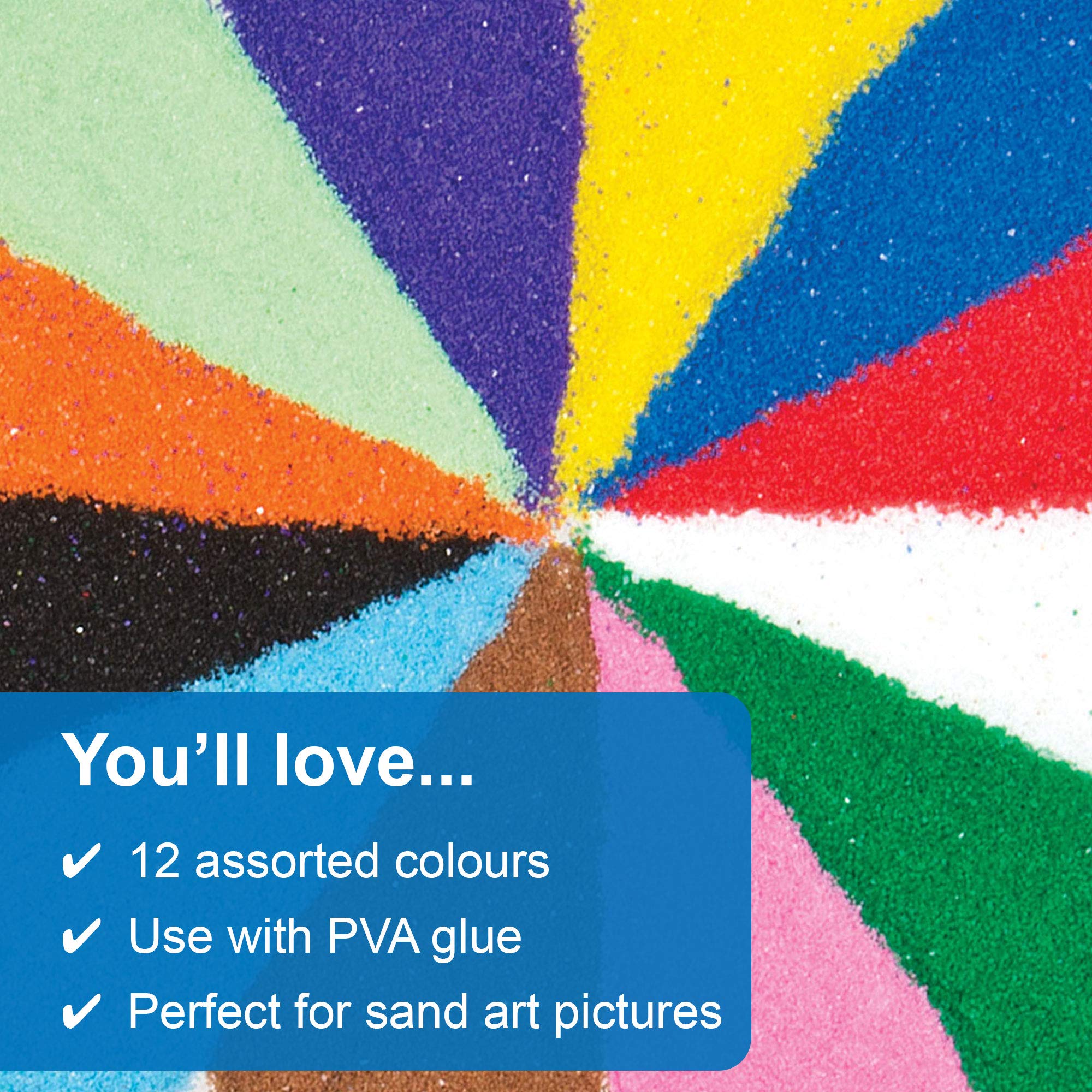 Baker Ross AG211 Mini Bags of Coloured Sand. Coloured Sand in 12 assorted colours - 12 bags of 40g 3