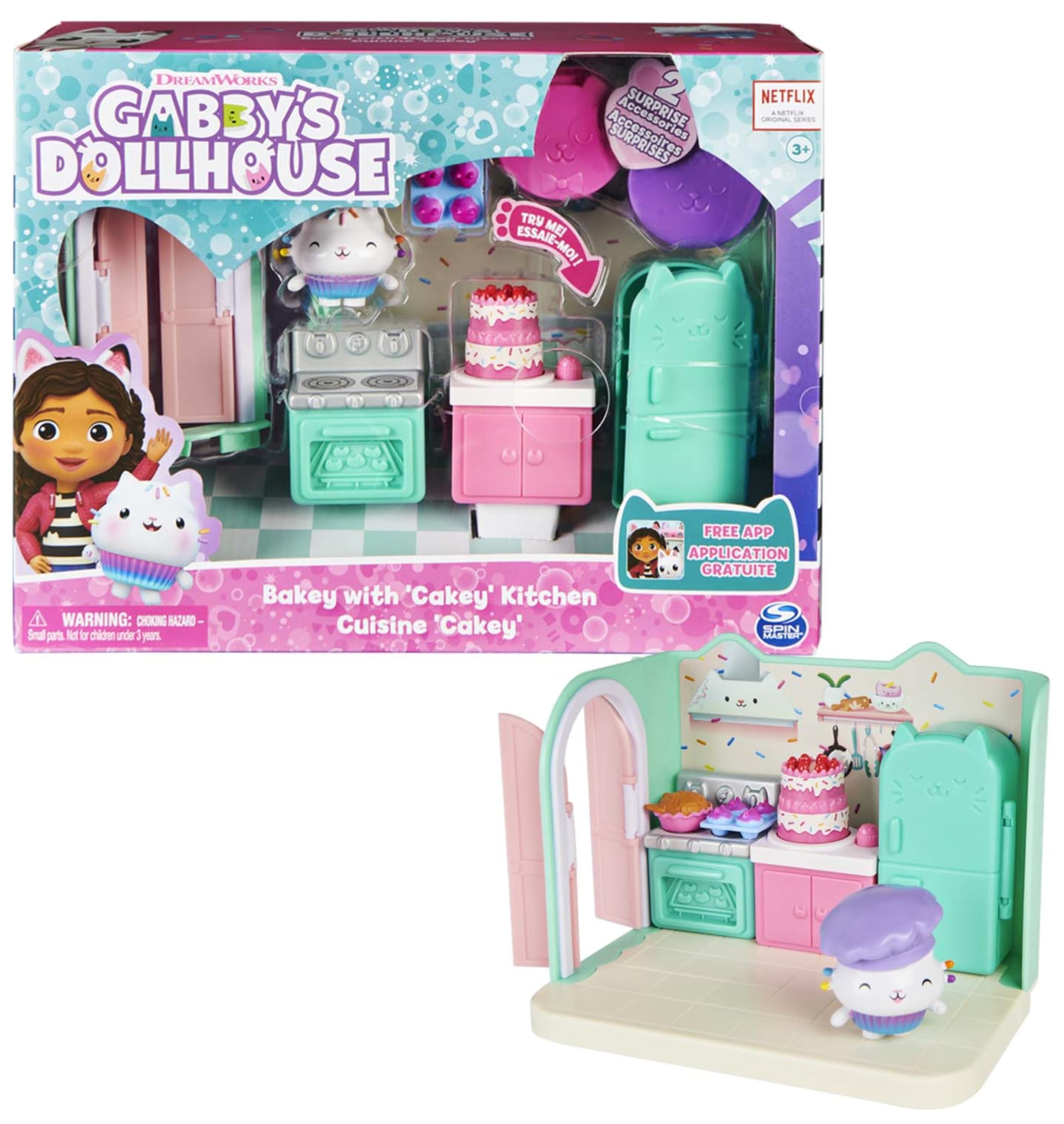 Gabby’s Dollhouse Bakey with Cakey Kitchen Playset - Spinning Cake & 2 Surprise Deliveries, Ages 3+