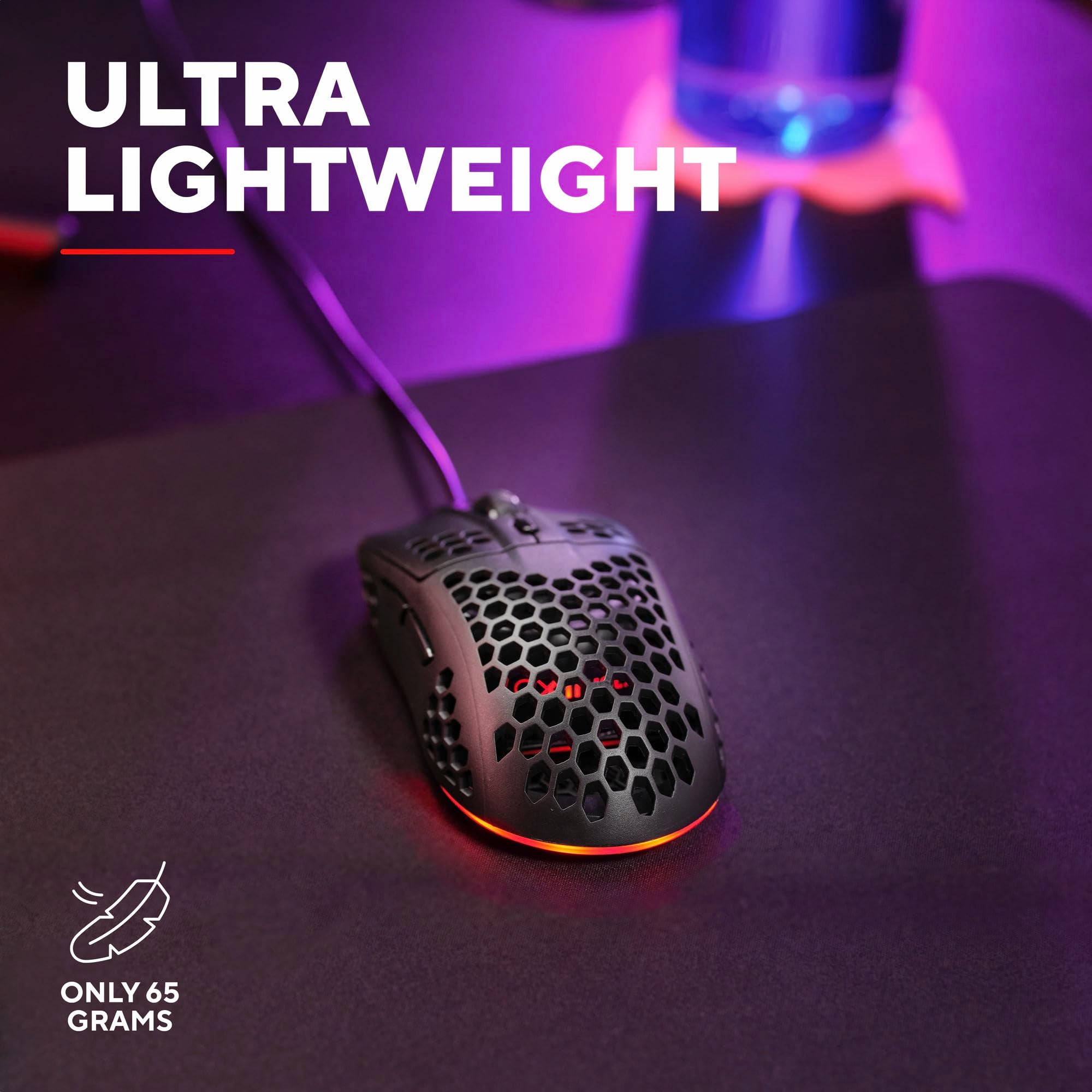 Trust Gaming GXT 928 Helox Superlight Wired Gaming Mouse 65g with RGB Lighting & Adjustable DPI 14