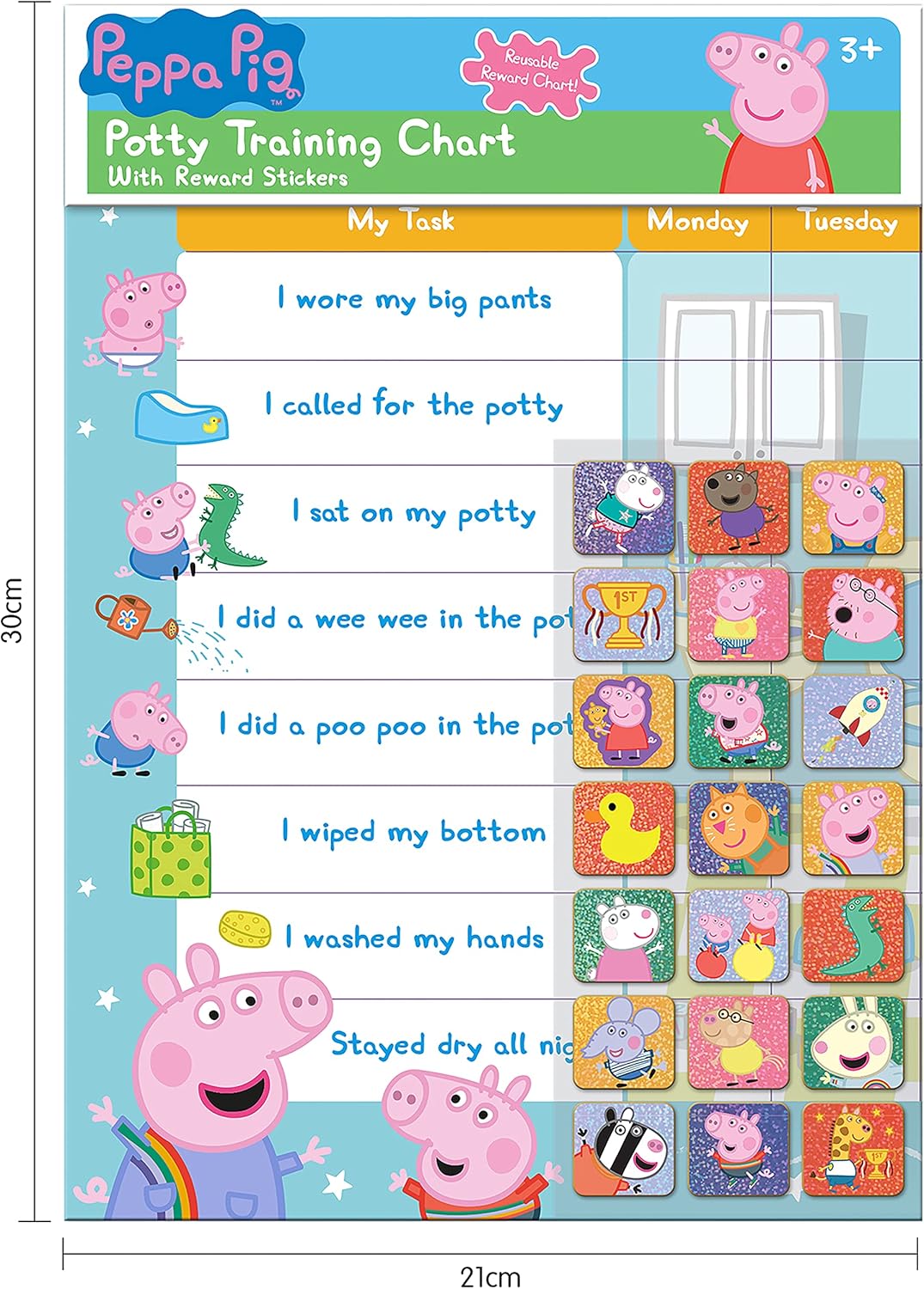 Peppa Pig Potty Training Reward Chart with Reusable Foil Stickers