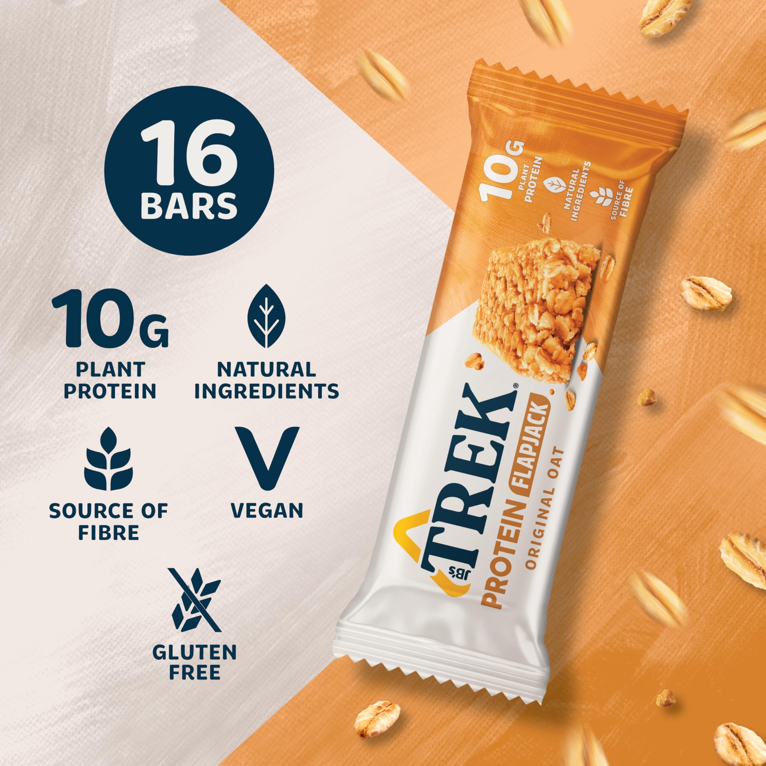 TREK Original Oat High Protein Flapjack – Glutenfrei, pflanzlich, vegan – 16 x 50 g Riegel 6