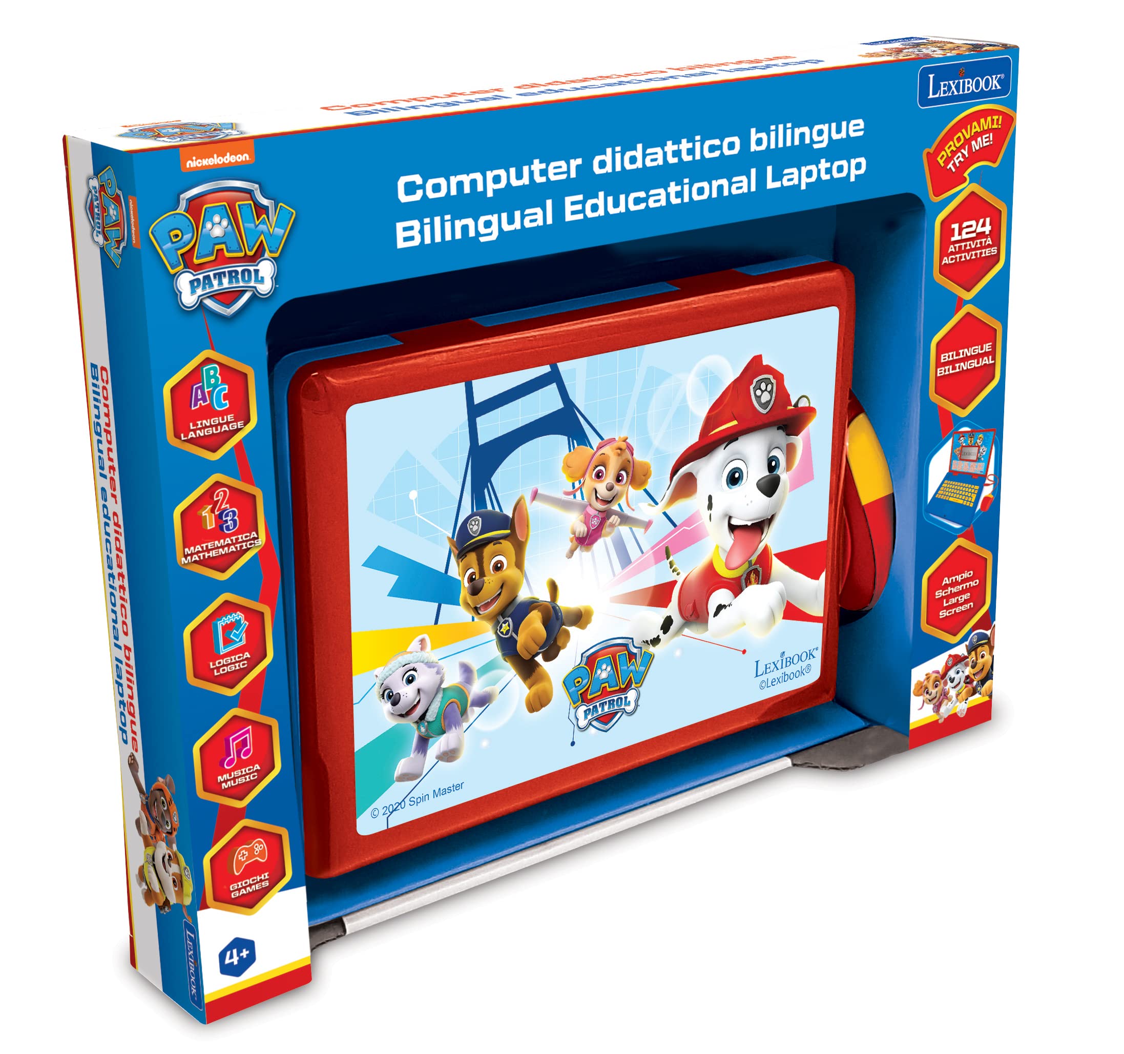 Lexibook Paw Patrol Bilingual Educational Laptop - Italian/English Learning for Kids 3+ 5