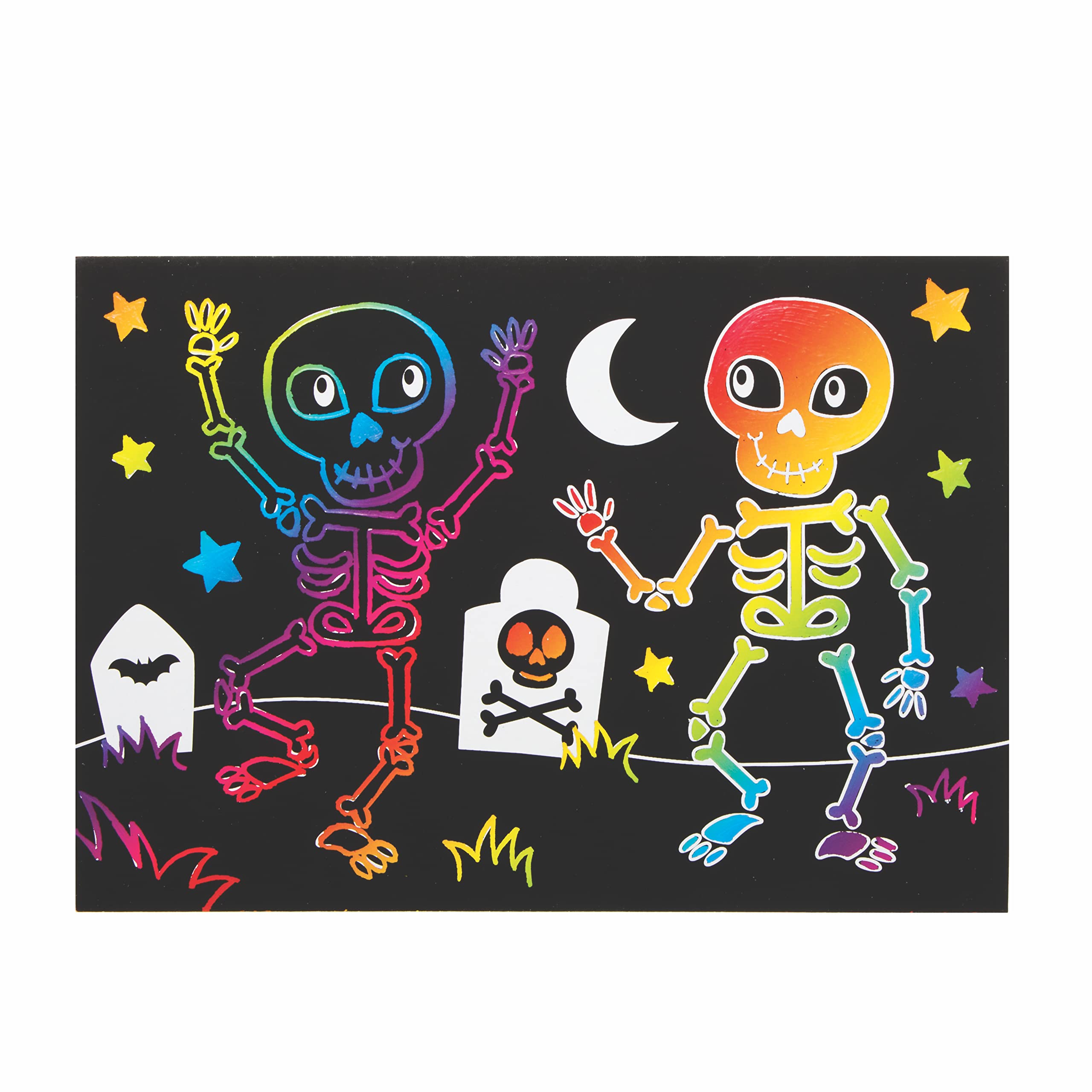 Baker Ross Halloween Scratch Art Pictures - Pack of 8 Rainbow Reveal Craft Set 3