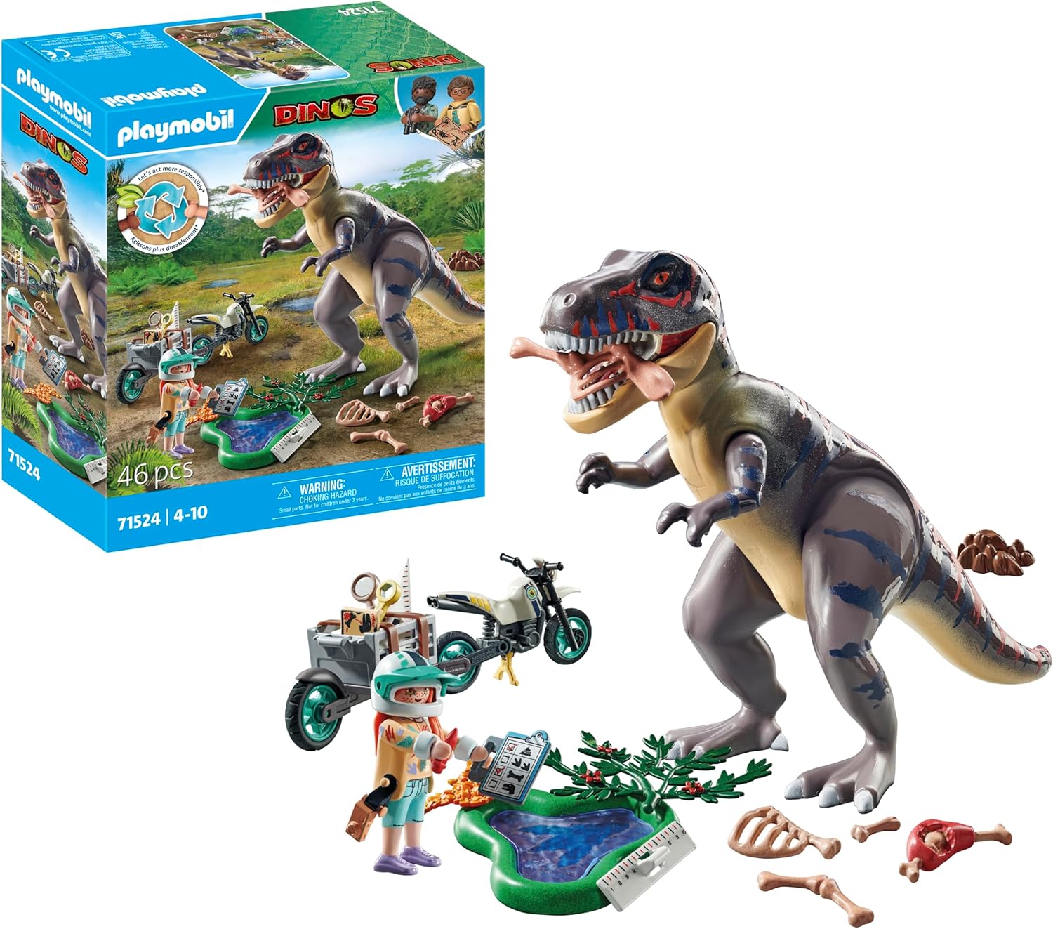 Playmobil 71524 Dinos: T-Rex Trace Path - Exciting Dinosaur Expedition Playset for Kids 4+