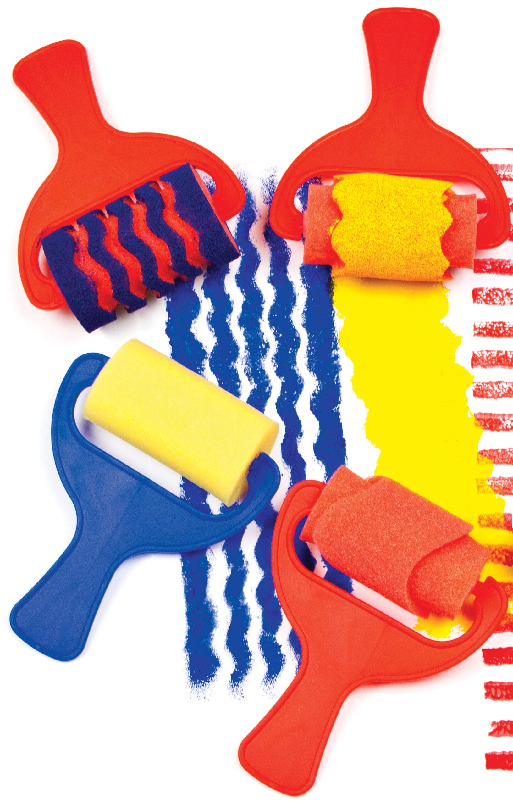 Baker Ross AF731 Sponge Patterned Rollers - Set of 6 | Washable | Approx. 7cm Wide 5