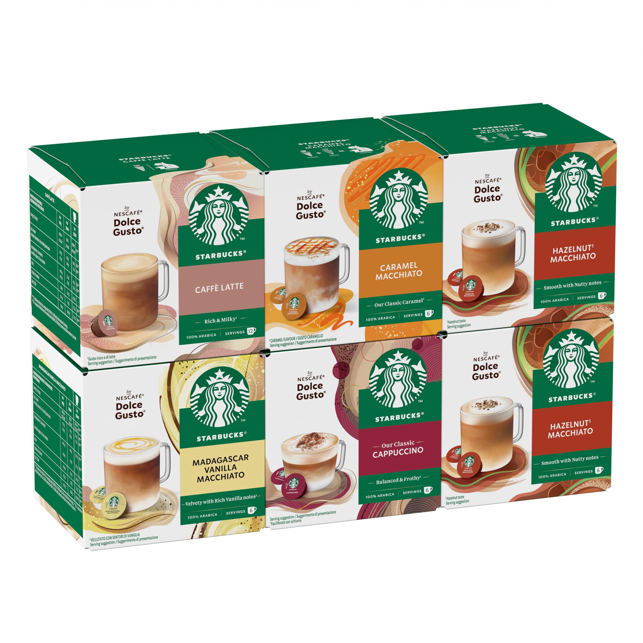 STARBUCKS White Coffee Cup Variety Pack by NESCAFÉ Dolce Gusto | 12 Count (Pack of 6) 1