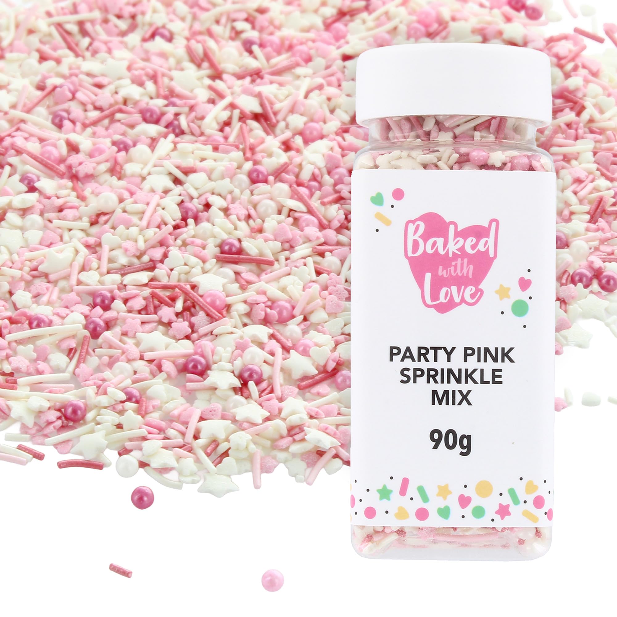Baked with Love - Pink Sprinkles 90g | Pink & White Sugar Cake Sprinkles Mix