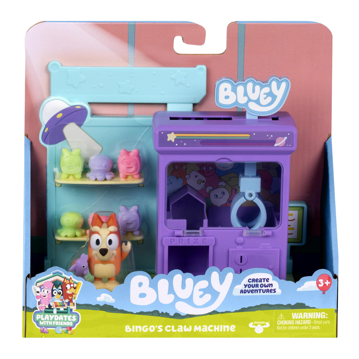 Bluey Bingo's Claw Machine Mini Playset - Includes Articulated Bingo Figure and 6 Surprise Prizes