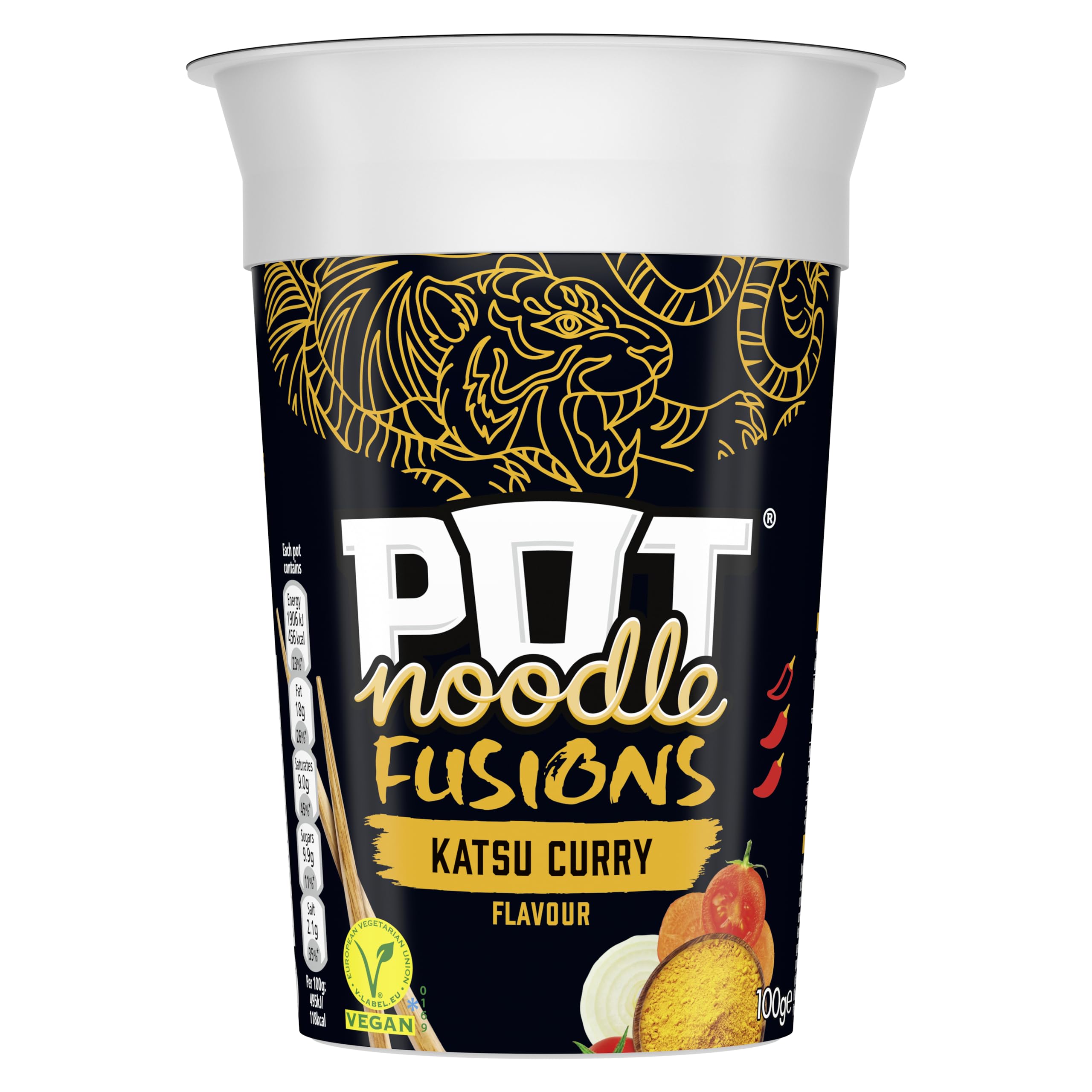 Pot Noodle Fusions Katsu Curry Instant Vegan Noodles 8-Pack
