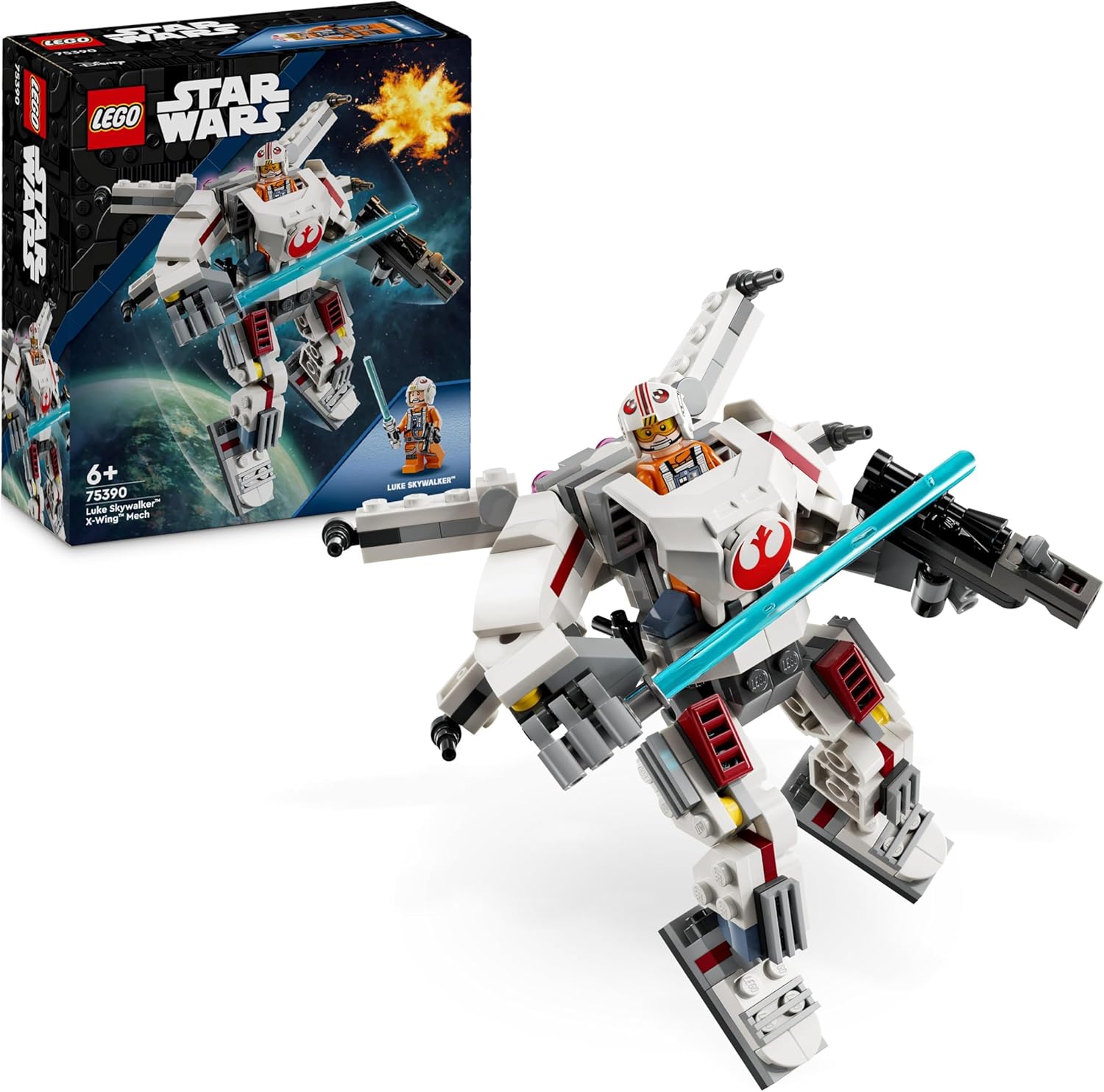 LEGO Star Wars Luke Skywalker X-Wing Mech Building Set - Posable Action Figure with Lightsaber for Kids 6+