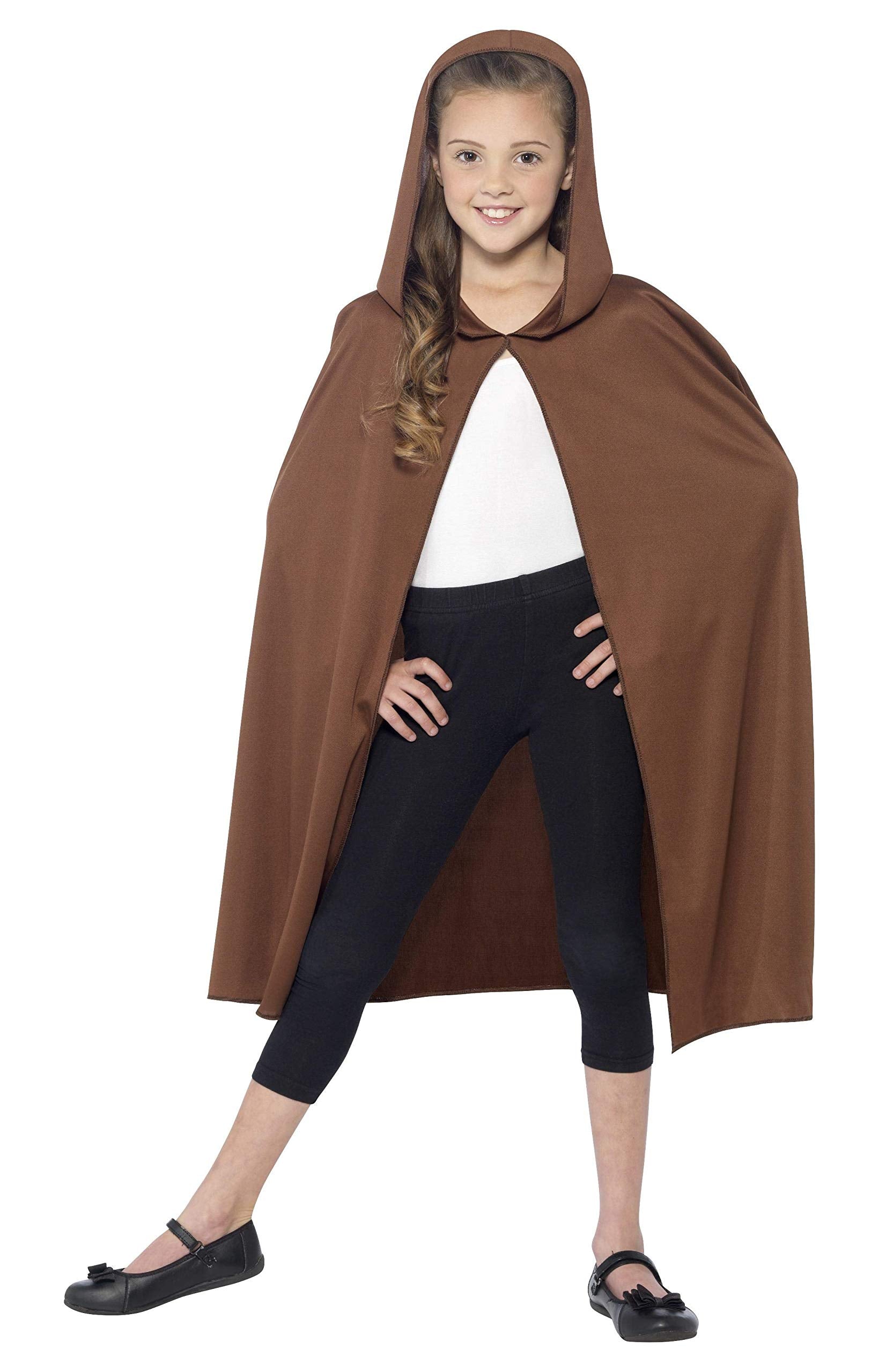 Smiffys Hooded Cape - Brown Long Fancy Dress Accessory for Kids 4