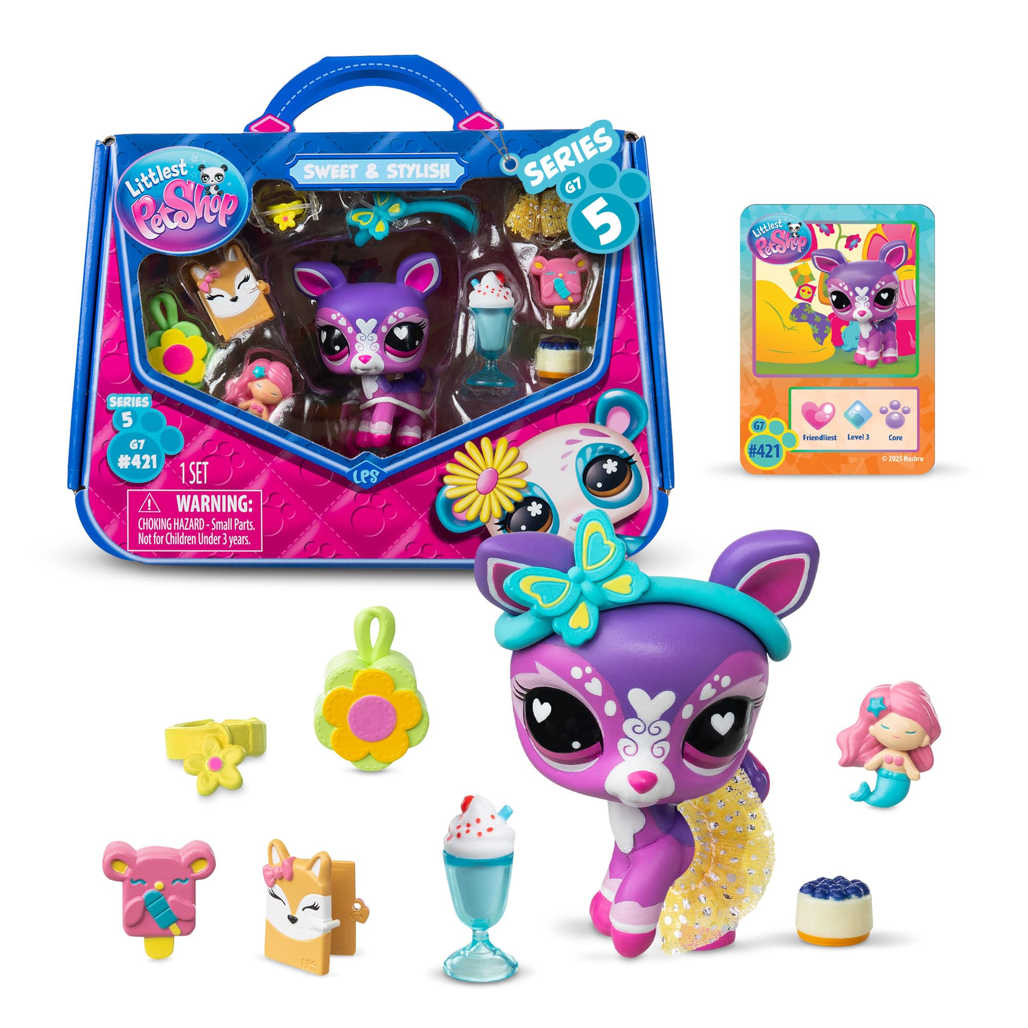 Littlest Pet Shop Preppy Deer Toy Figure - Series 5 Collectible Bobblehead with 9 Accessories | Ages 4+