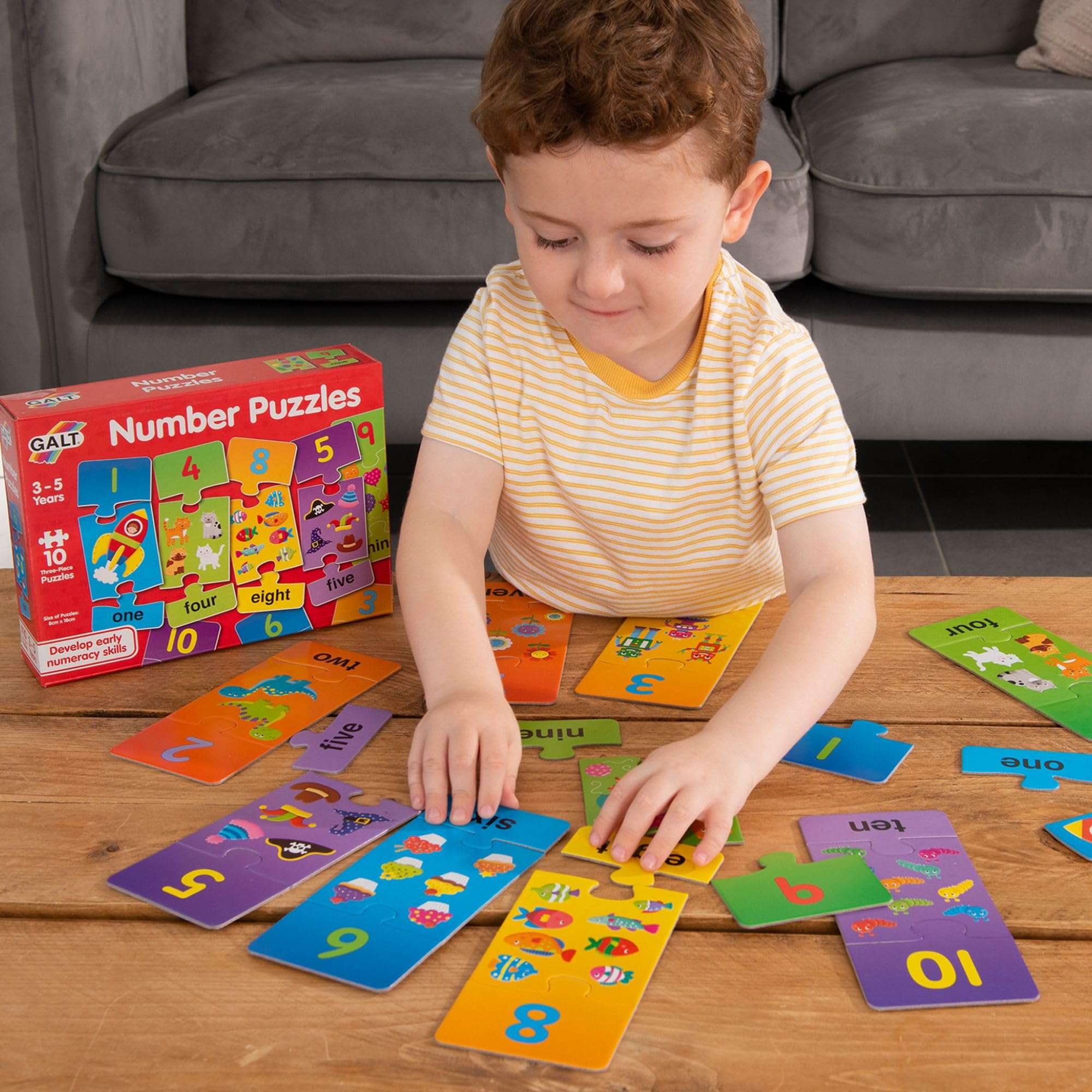 Galt Toys Number Puzzles - 10 Puzzles for Early Counting Skills | Ages 3+ 4