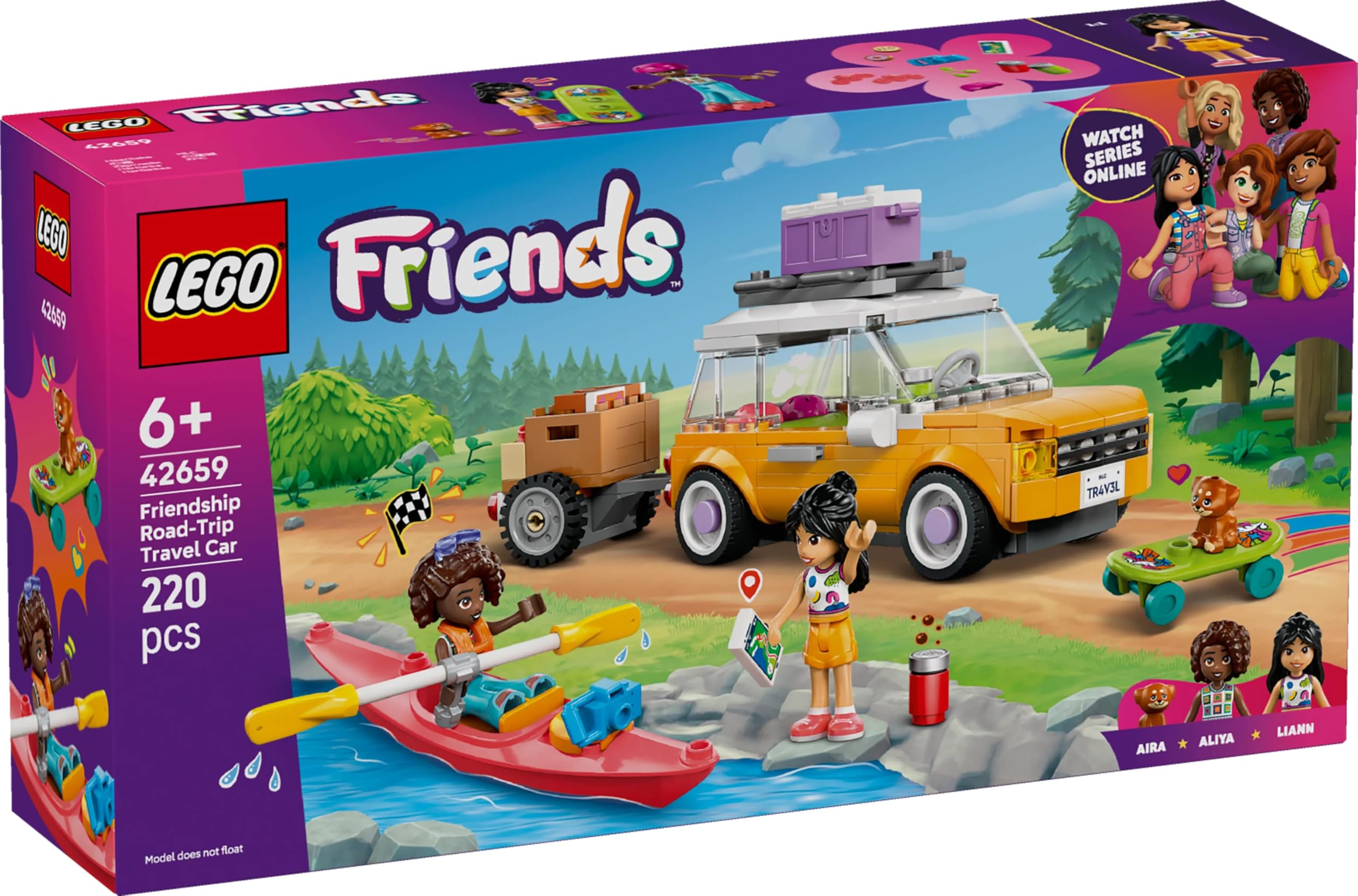 LEGO Friends Friendship Road-Trip Travel Car with Trailer - 2 Mini Dolls, Puppy Figure & 220-Piece Playset for Ages 6+ 4