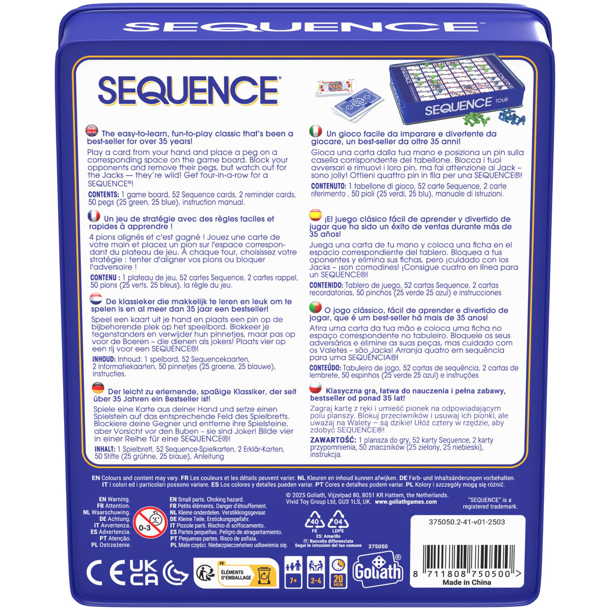 Goliath Sequence Tour Edition Board Game - 2-4 Players, Ages 7+