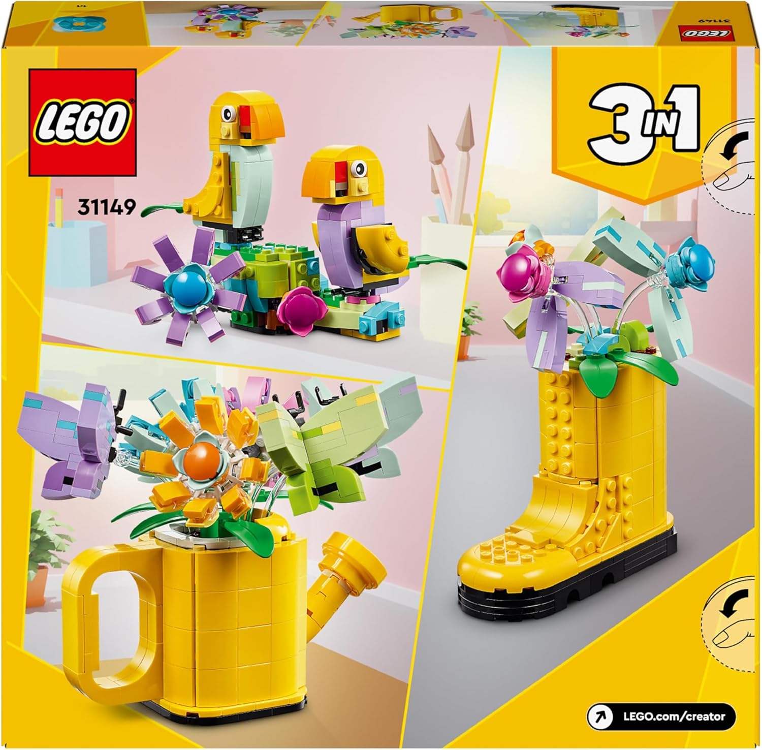 LEGO Creator 3in1 Flowers in Watering Can - Building Set for Kids 8+