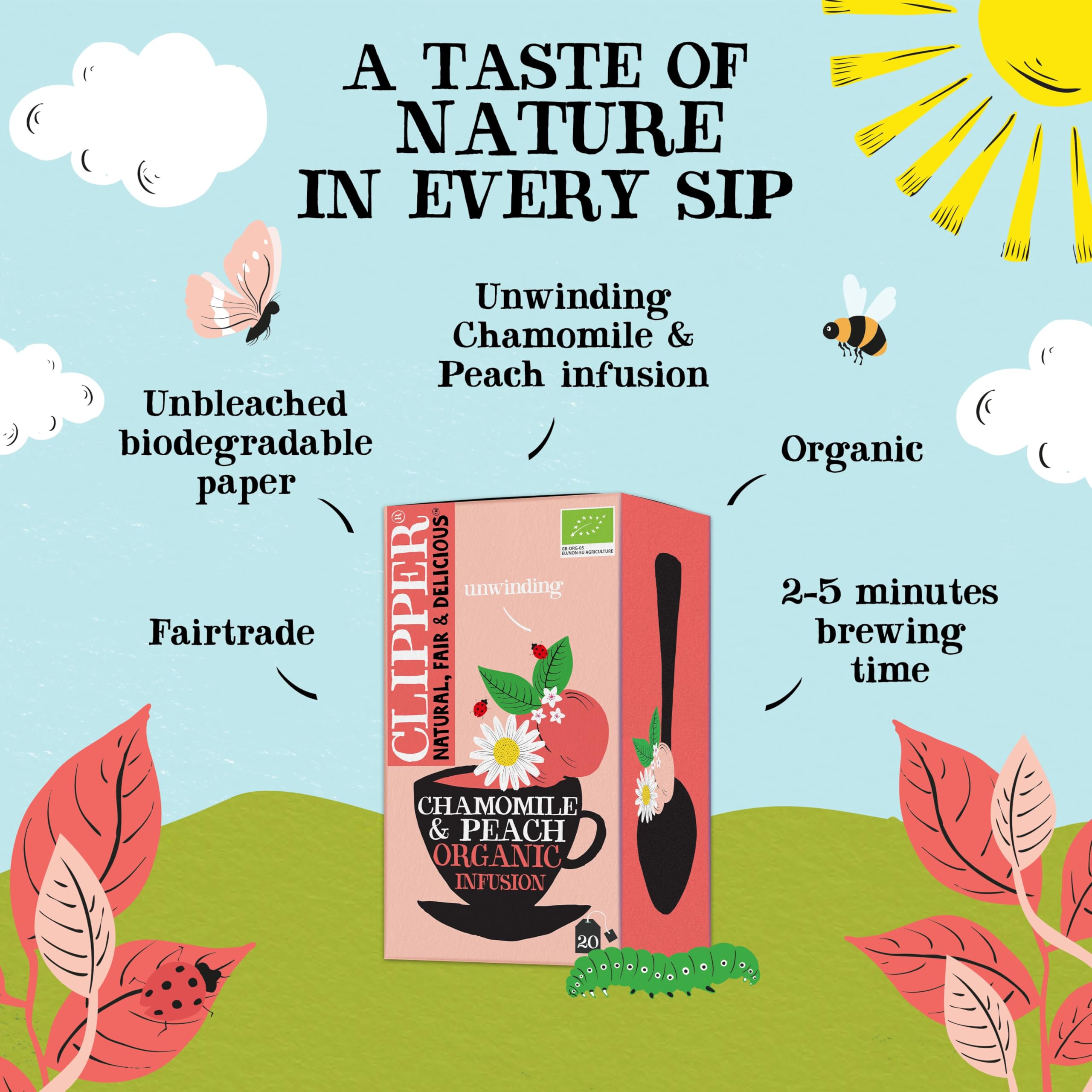 Clipper Organic Chamomile and Peach Infusions Fruit Teabags, 80 Tea Bags 4