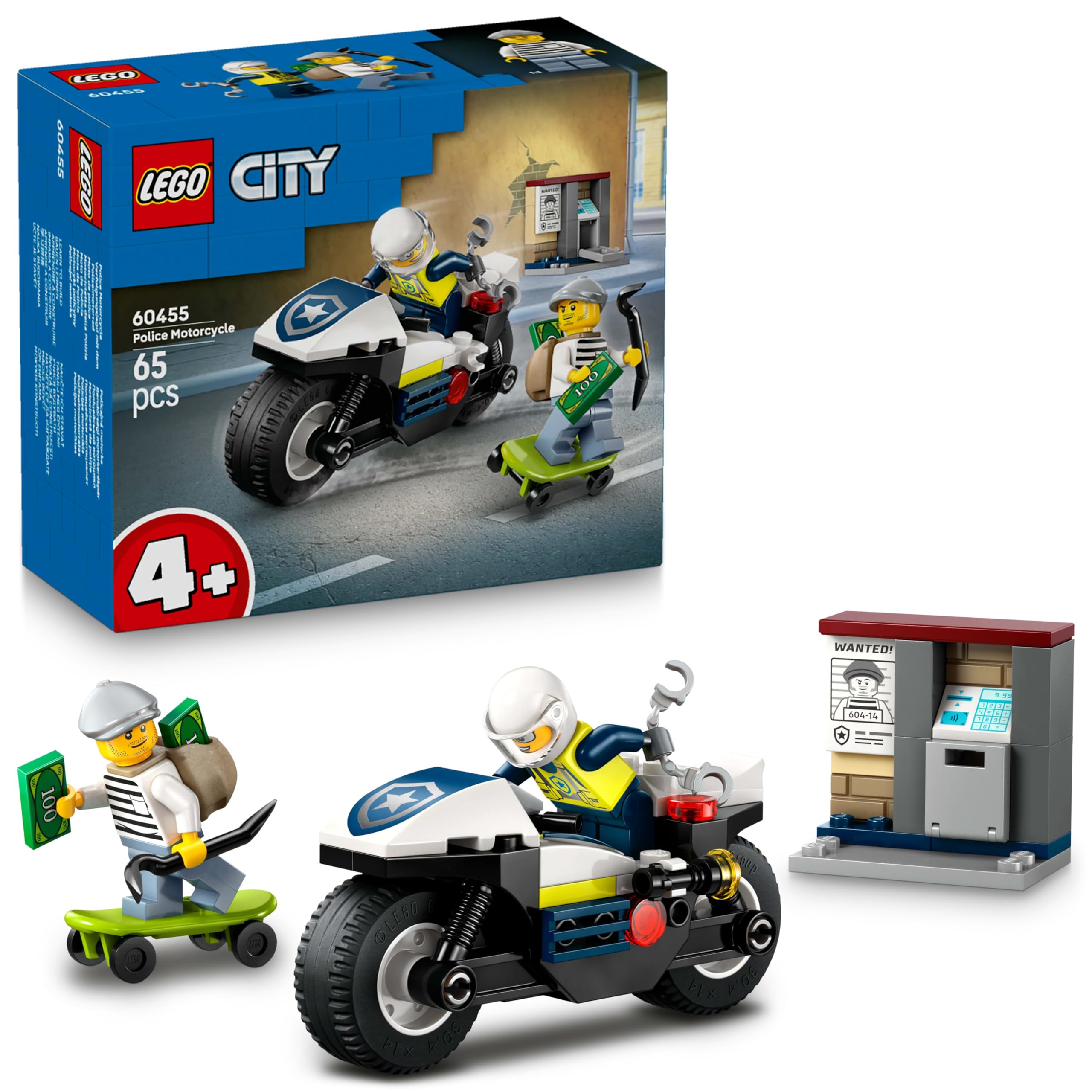 LEGO City Police Motorcycle Chase Set - Building Toy with Motorbike, 2 Minifigures, 65 Pieces for Ages 4+ 8