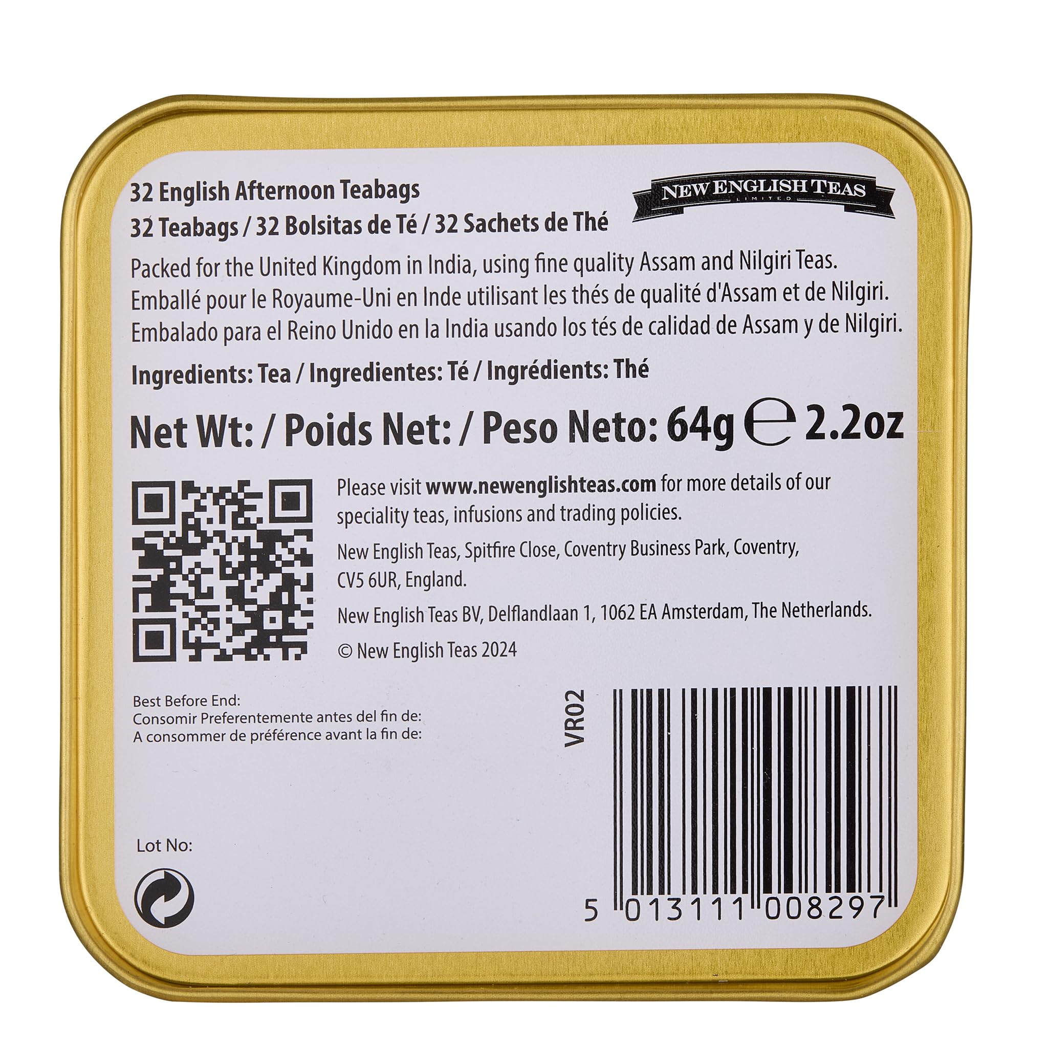 New English Teas Victorian Garden Tea Tin - English Afternoon 32-Bag Black Tea Collection