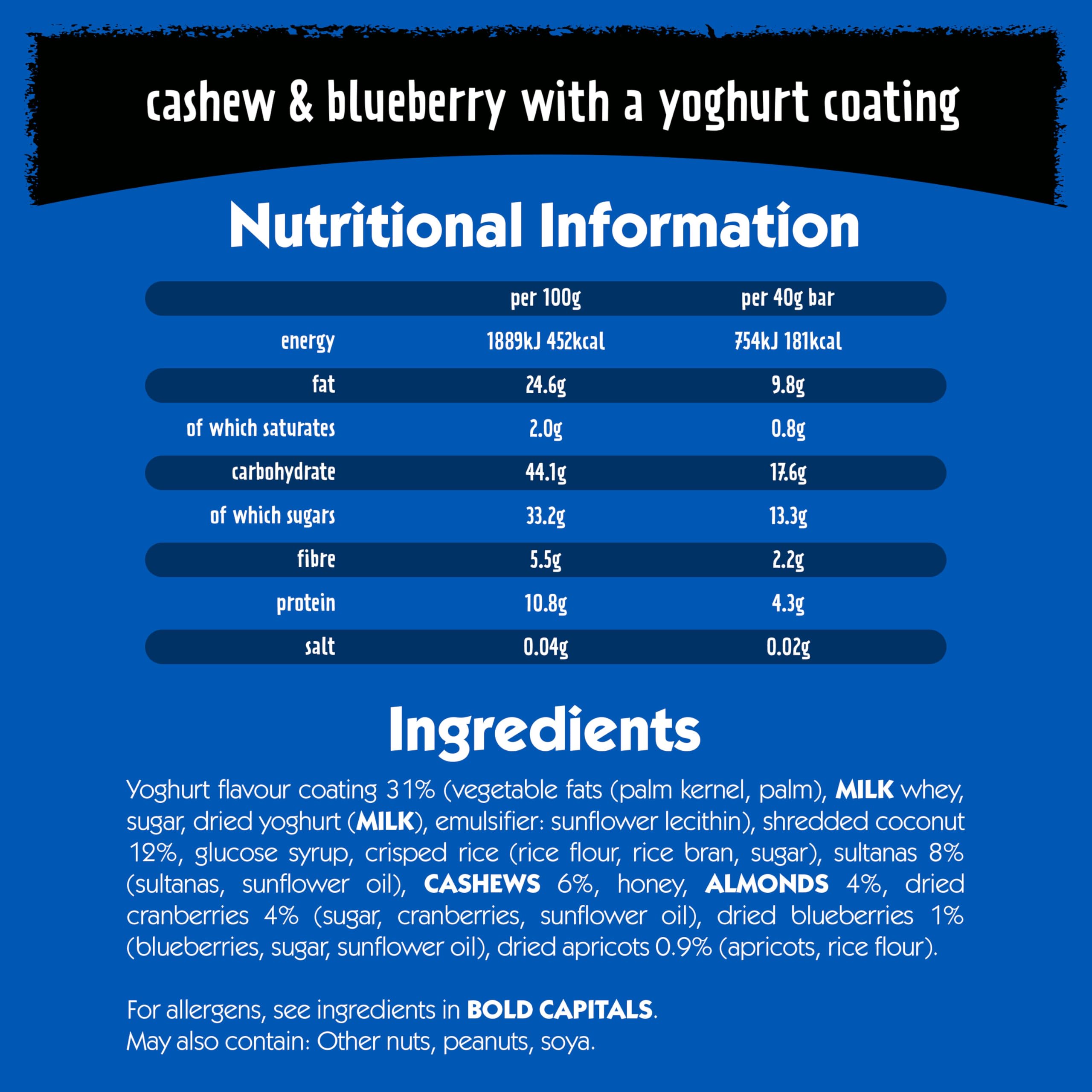 Eat Natural - Cashew &amp; Blaubeere mit Joghurtüberzug Frucht- &amp; Nussriegel (12 x 40 g) 5