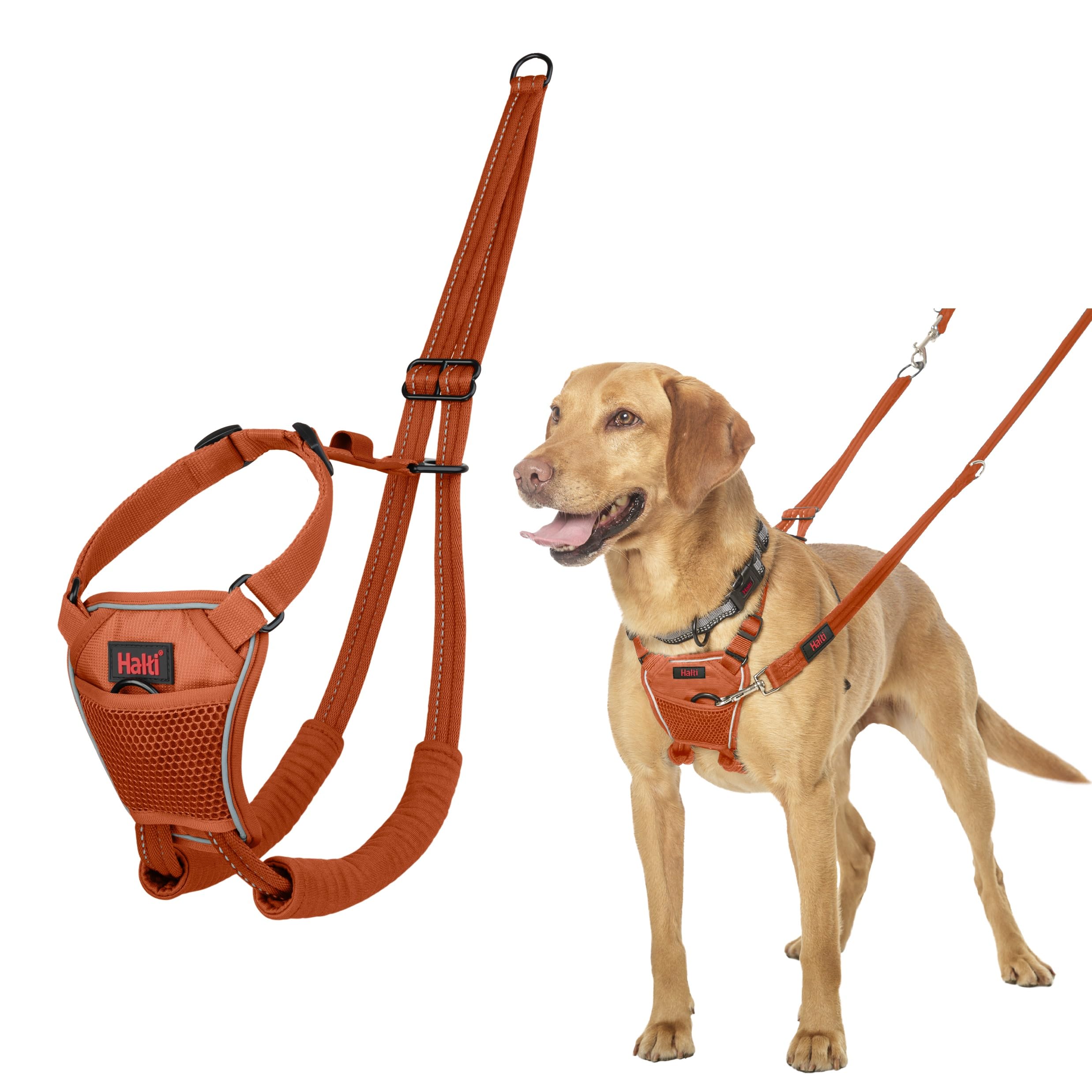 Halti No Pull Harness - Stops Leash Pulling | Adjustable | Size M | Dark Orange