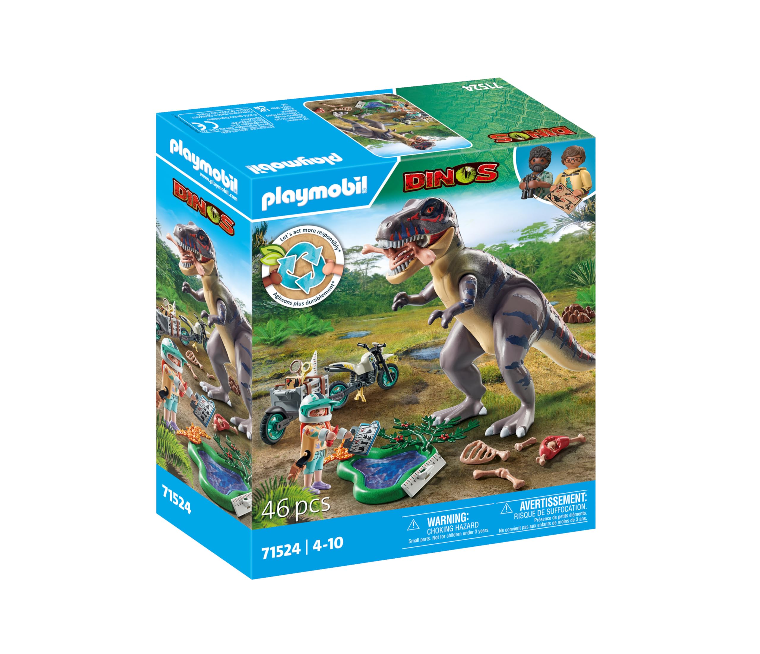 Playmobil 71524 Dinos: T-Rex Trace Path - Exciting Dinosaur Expedition Playset for Kids 4+ 8