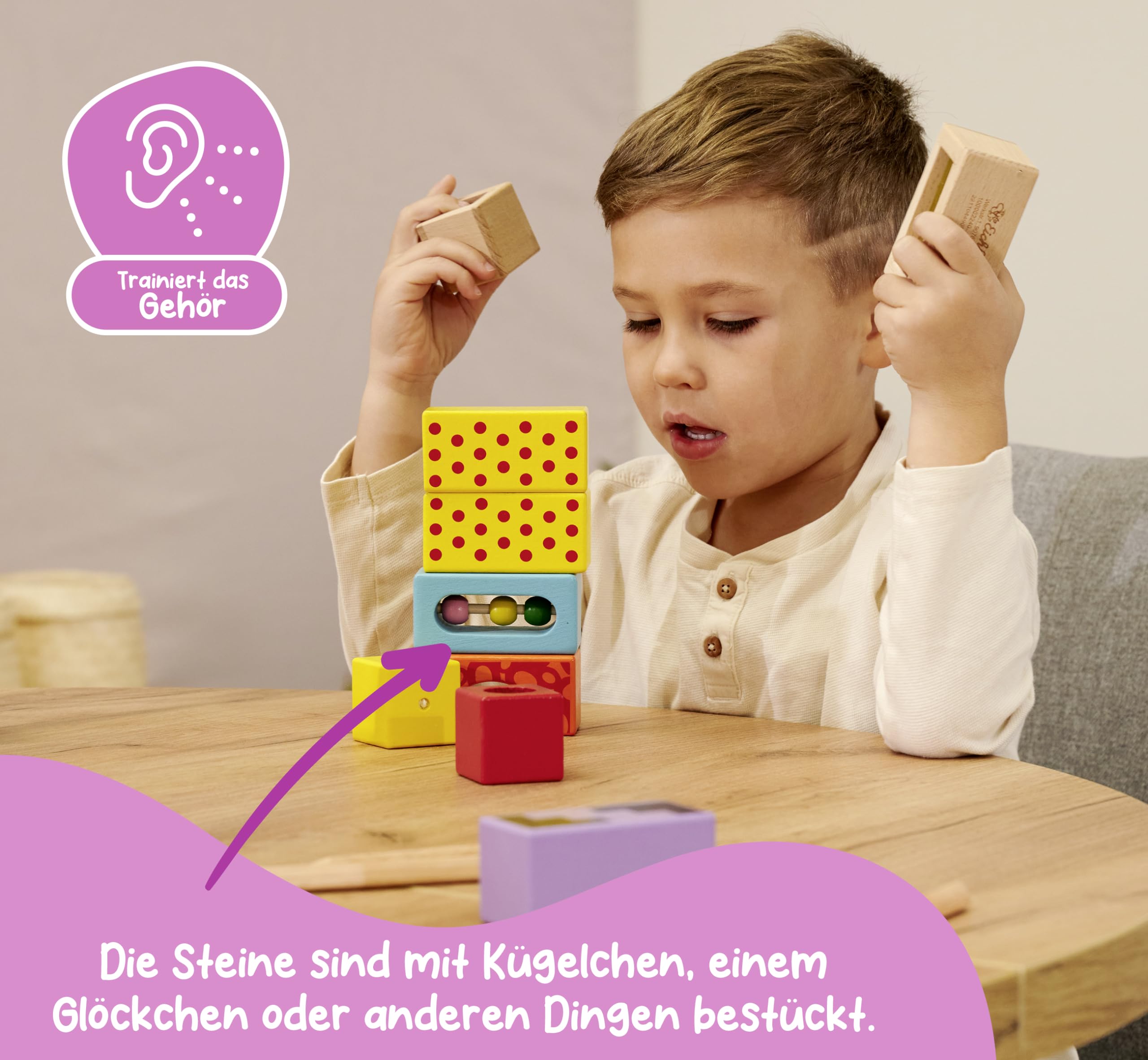 Eichhorn 100002240 Sound Building Blocks - Educational Wooden Toy for Toddlers 12 Months+ 9