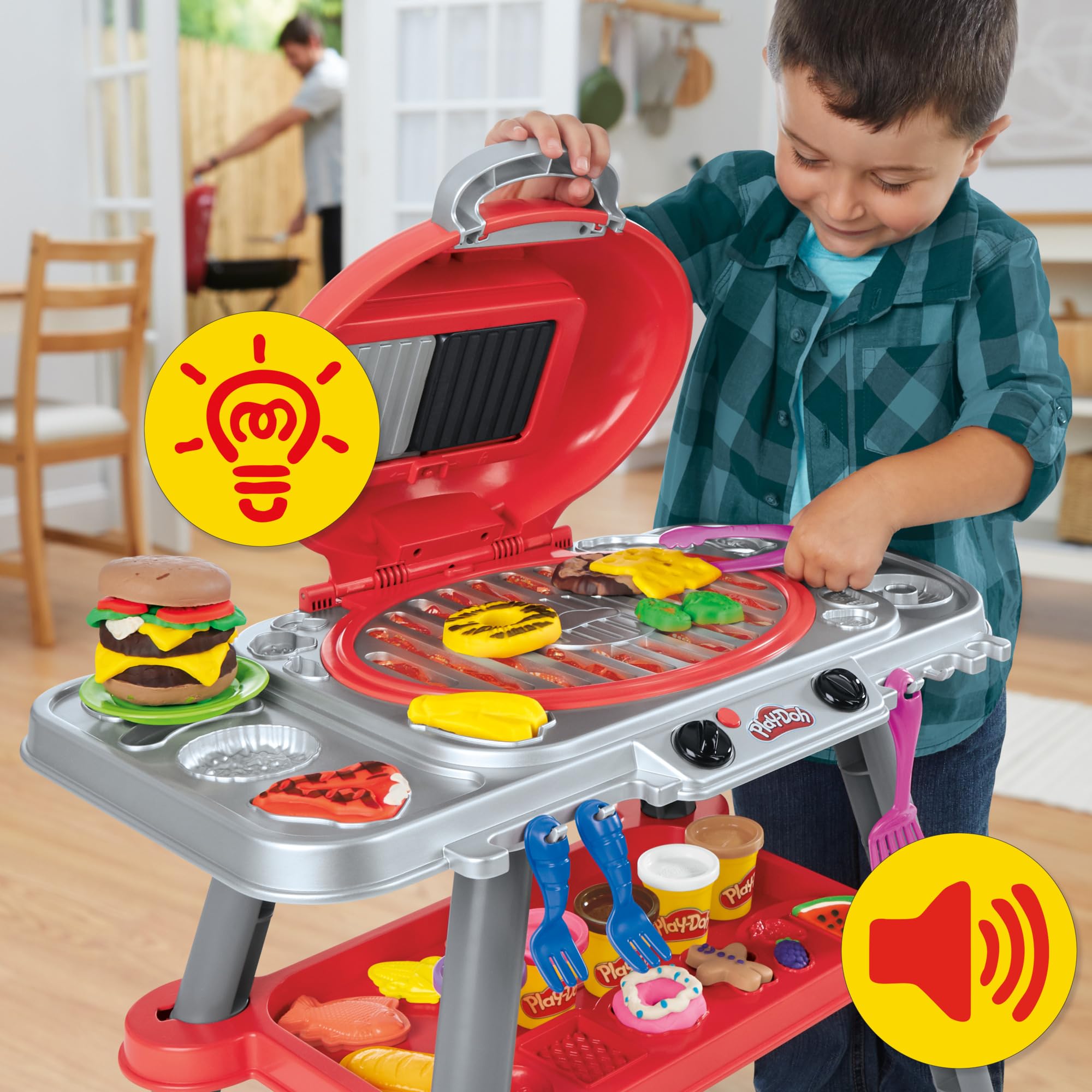 Play-Doh Sizzlin‘ Grill Spielzeug-Spielset – Interaktives Grill-Rollenspiel für Kinder ab 3 Jahren 5